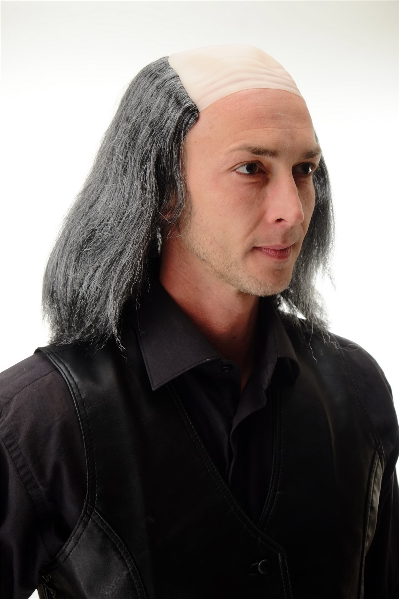 Wig Halloween crazy old half bald dark gray grey Igor Einstein Frankenstein 4232, view 4, WIG ME UP: Your Perücken Online Shop Party Wig, Men, Grey, straight, shoulder-length