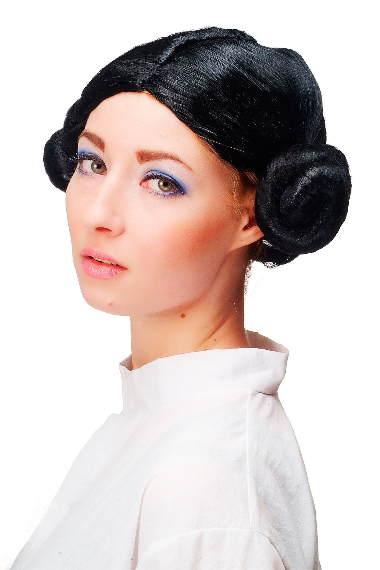 Lady wig black 2 hairbuns East European German traditional Hipster Princess 4253, view 5, WIG ME UP: Your Perücken Online Shop Party Wig, Ladies, Black, Braided, short