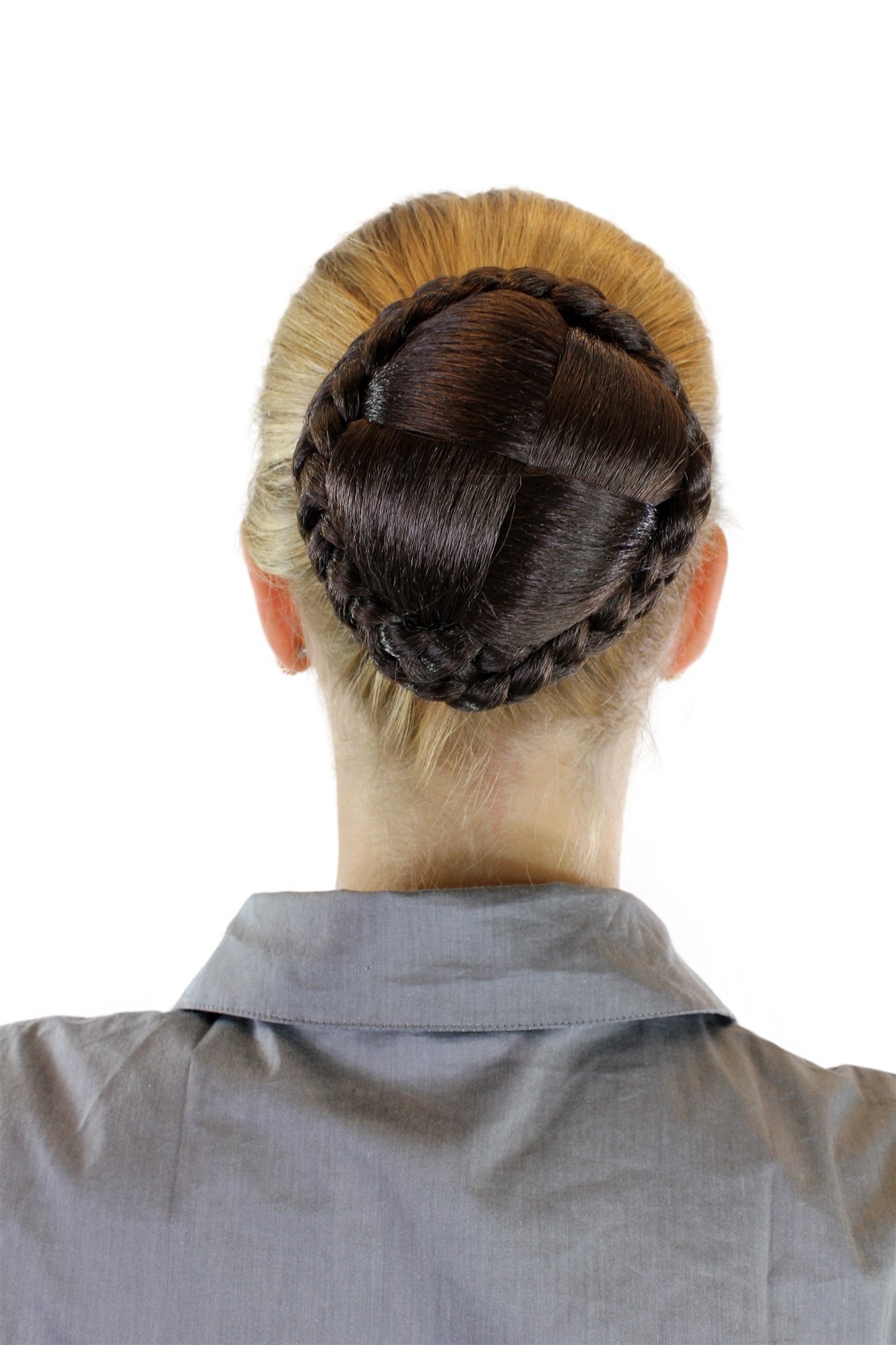 Hair Bun, Brown, Braided, short