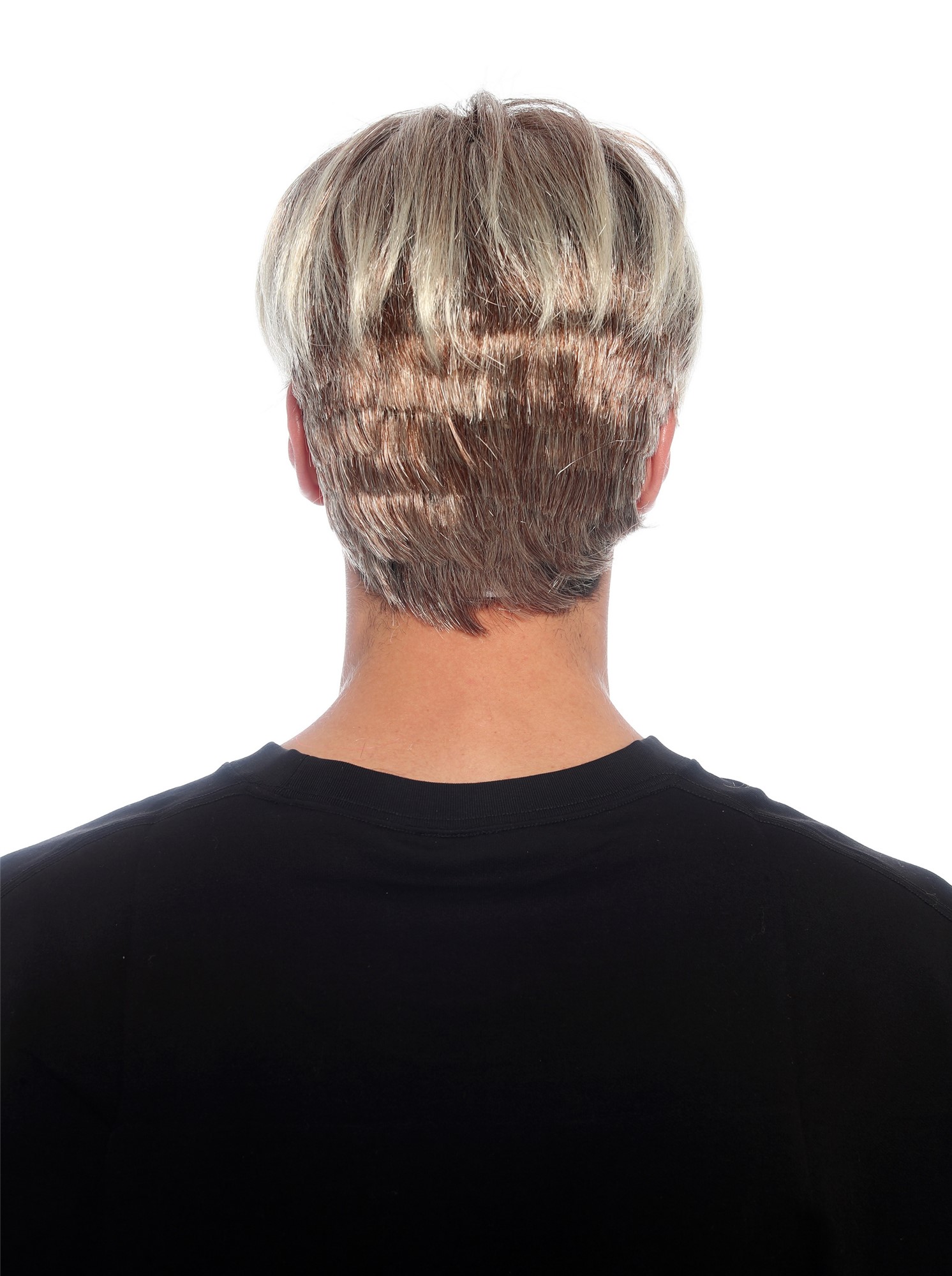 glatte Party-Perücke Rostbraun-Blond mit hellen auslaufenden Strähnen 25 cm lange Perücke für Unisex