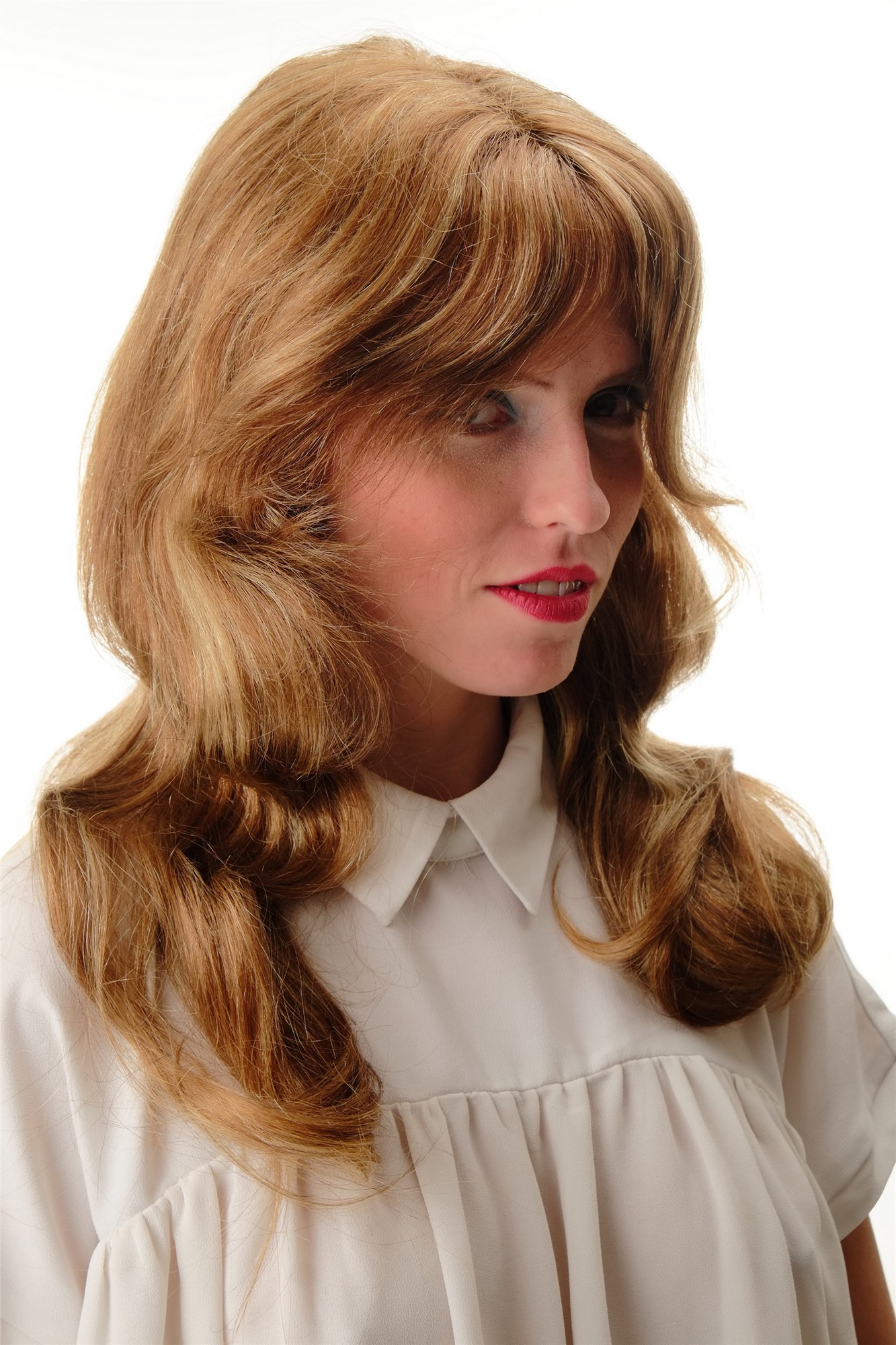 Lady women wig 100% Human Hair naturaol long wavy mixed blond streaked 1625HH, view 6, WIG ME UP: Your Perücken Online Shop Quality Wigs, Ladies, medium brown-light blonde mix, wavy, long