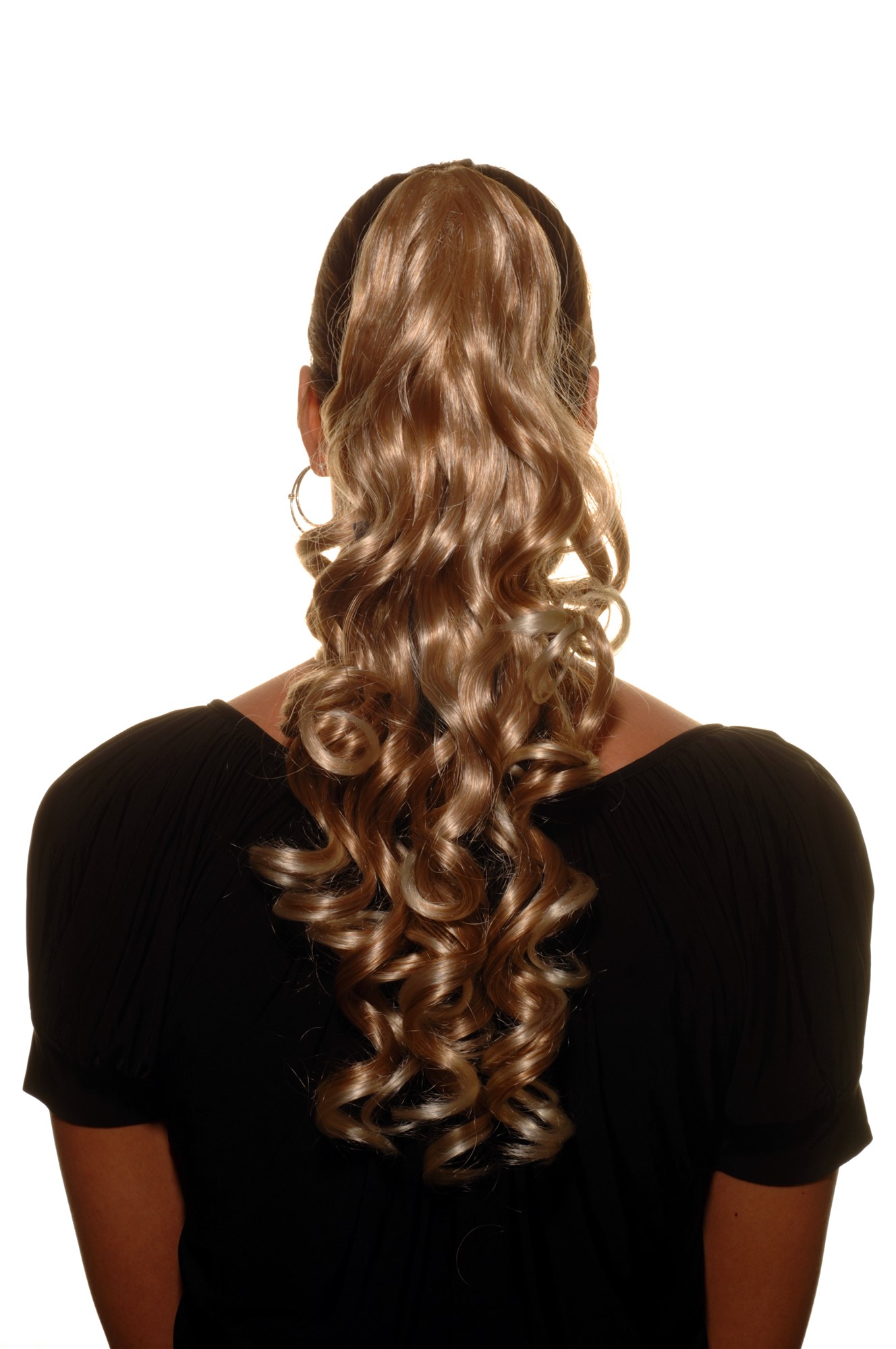Hairpiece PONYTAIL long curls BLOND Mix (NC218 Colour 27T613) blonde Extensions, front view, WIG ME UP: Your Perücken Online Shop Ponytails, strawberry blonde-platinum blonde mix, curled, shoulder-length