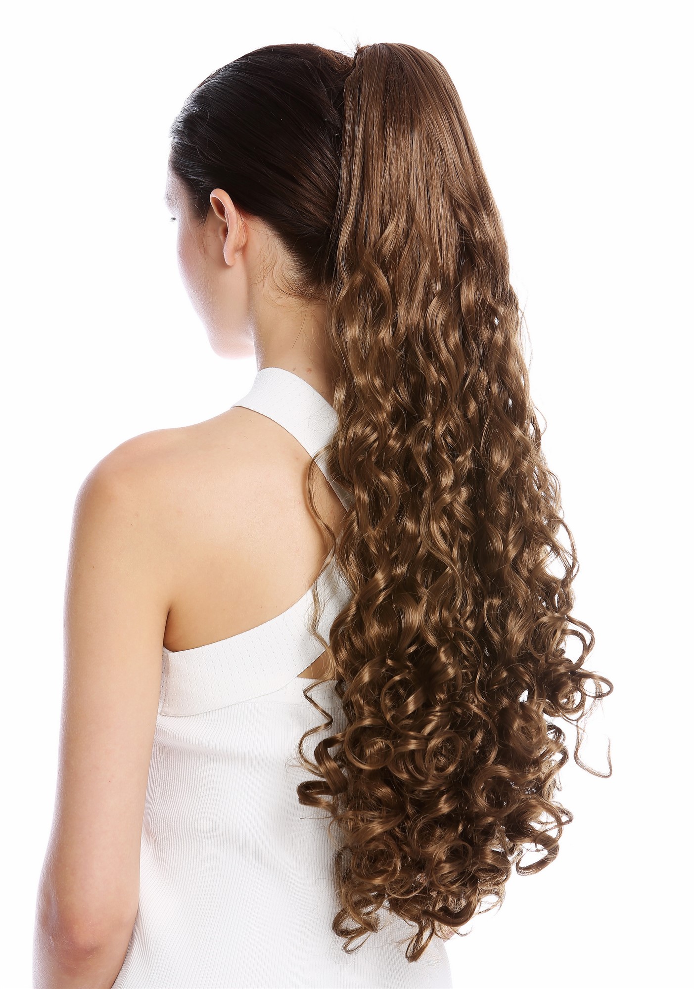 Ponytail Hairpiece very long curled curls curly golden brown 23" N440, front view, WIG ME UP: Your Perücken Online Shop Ponytails, golden brown, curled, long