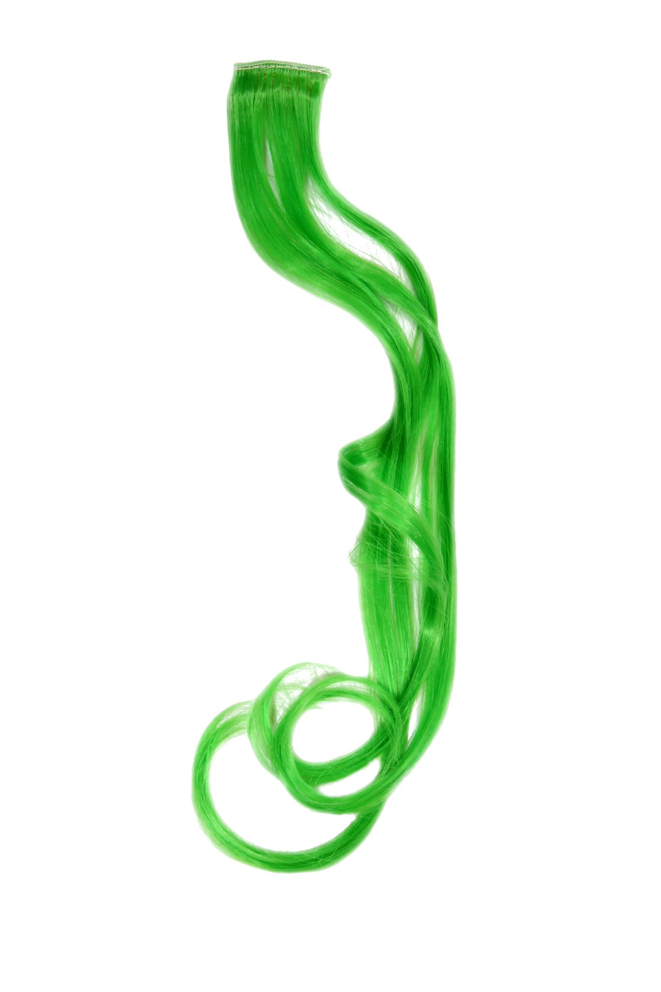 1 Clip-In Extension Strähne wellig Neongrün YZF-P1C18-TF2605, Vorderansicht, WIG ME UP: Ihr Perücken Online Shop wellige Extensions Neongrün 45 cm lang