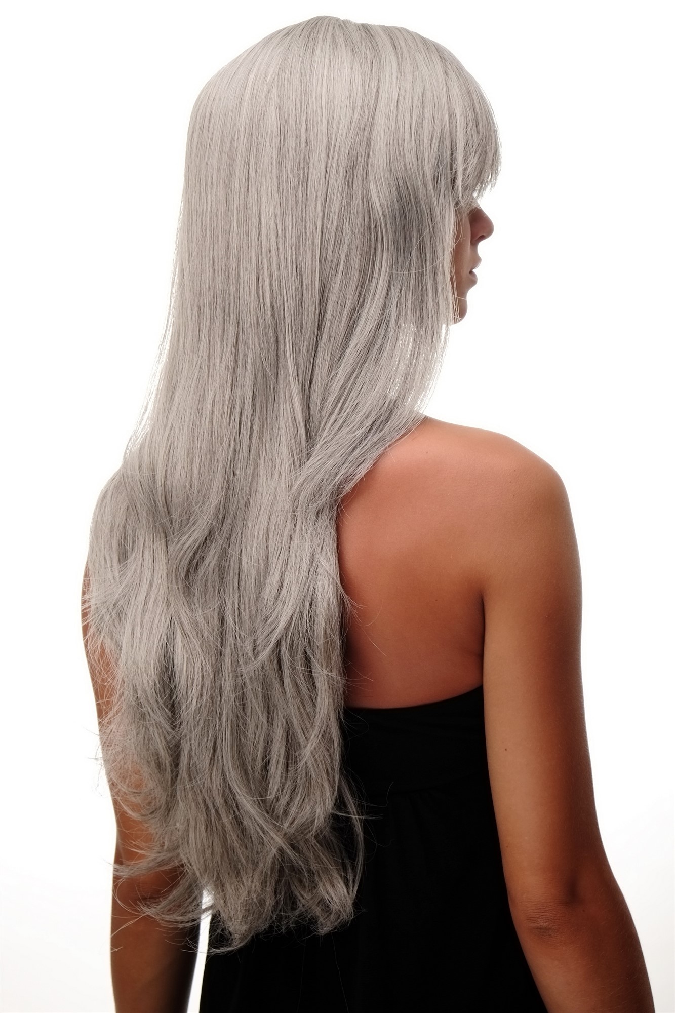 Lady women wig very long fringe part to side straight silver grey gray 3111, view 2, WIG ME UP: Your Perücken Online Shop Quality Wigs, Ladies, Grey, straight, long