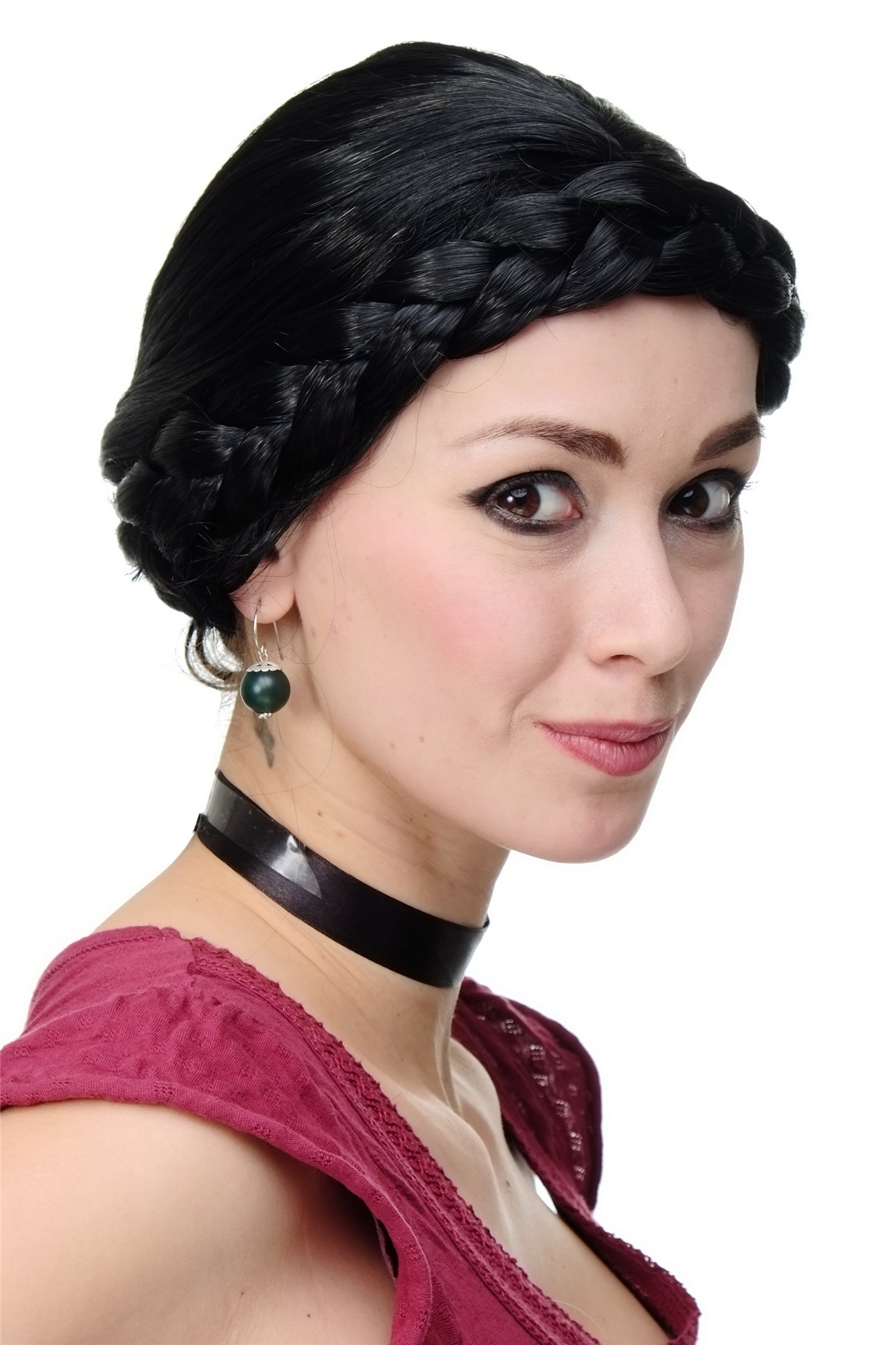 Party/Fancy Dress Wig Women Lady thick braid BLACK traditional German Ukrainian Russian Princess, view 3, WIG ME UP: Your Perücken Online Shop Party Wig, Ladies, Black, Braided, short