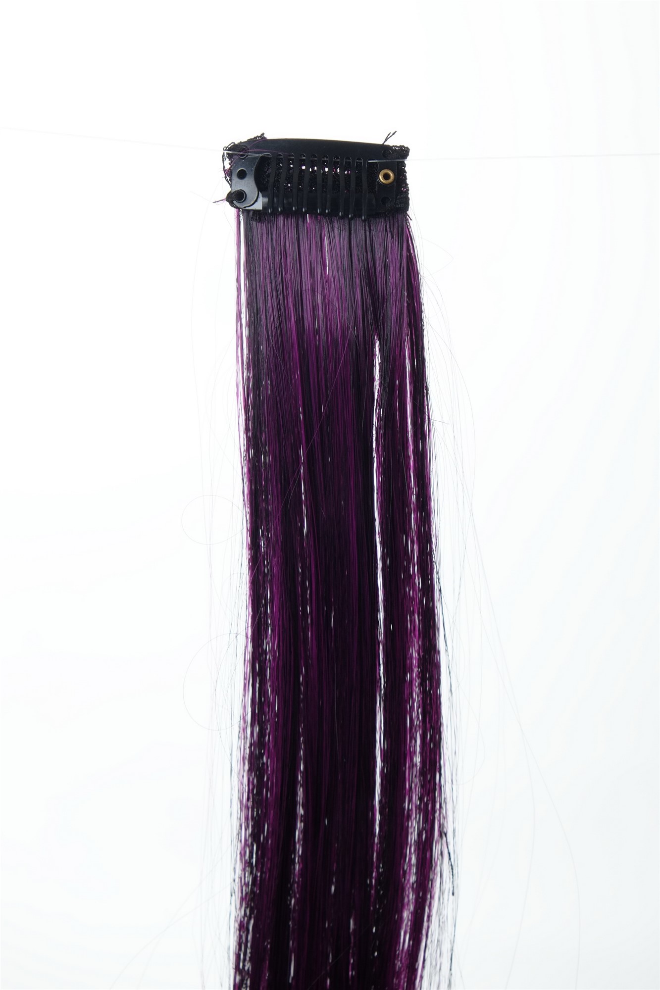 glatte Extensions Samtschwarz-Neonviolett-Mix 45 cm lang