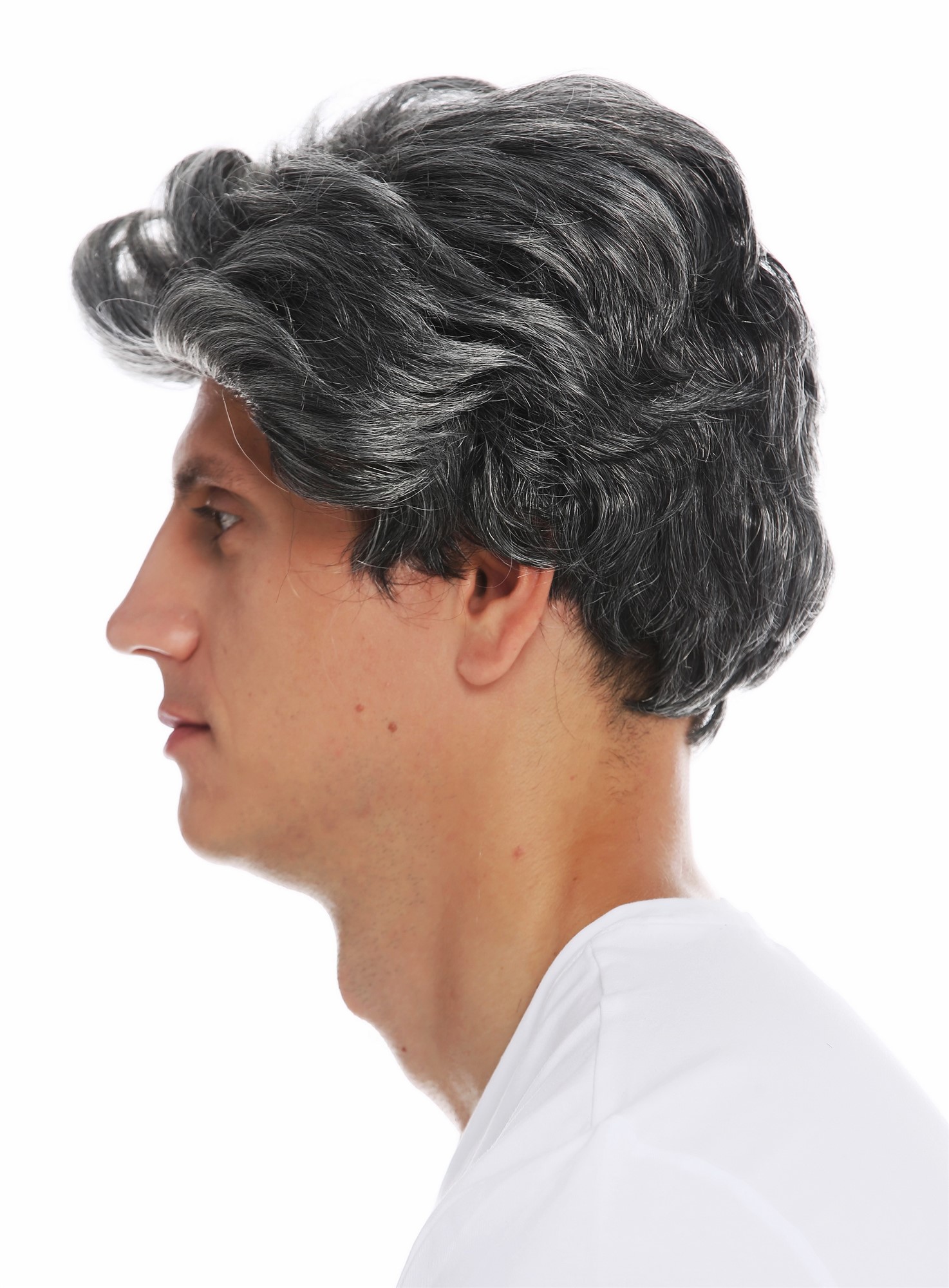 Party Wig, Men, Gray Mix, wavy, short