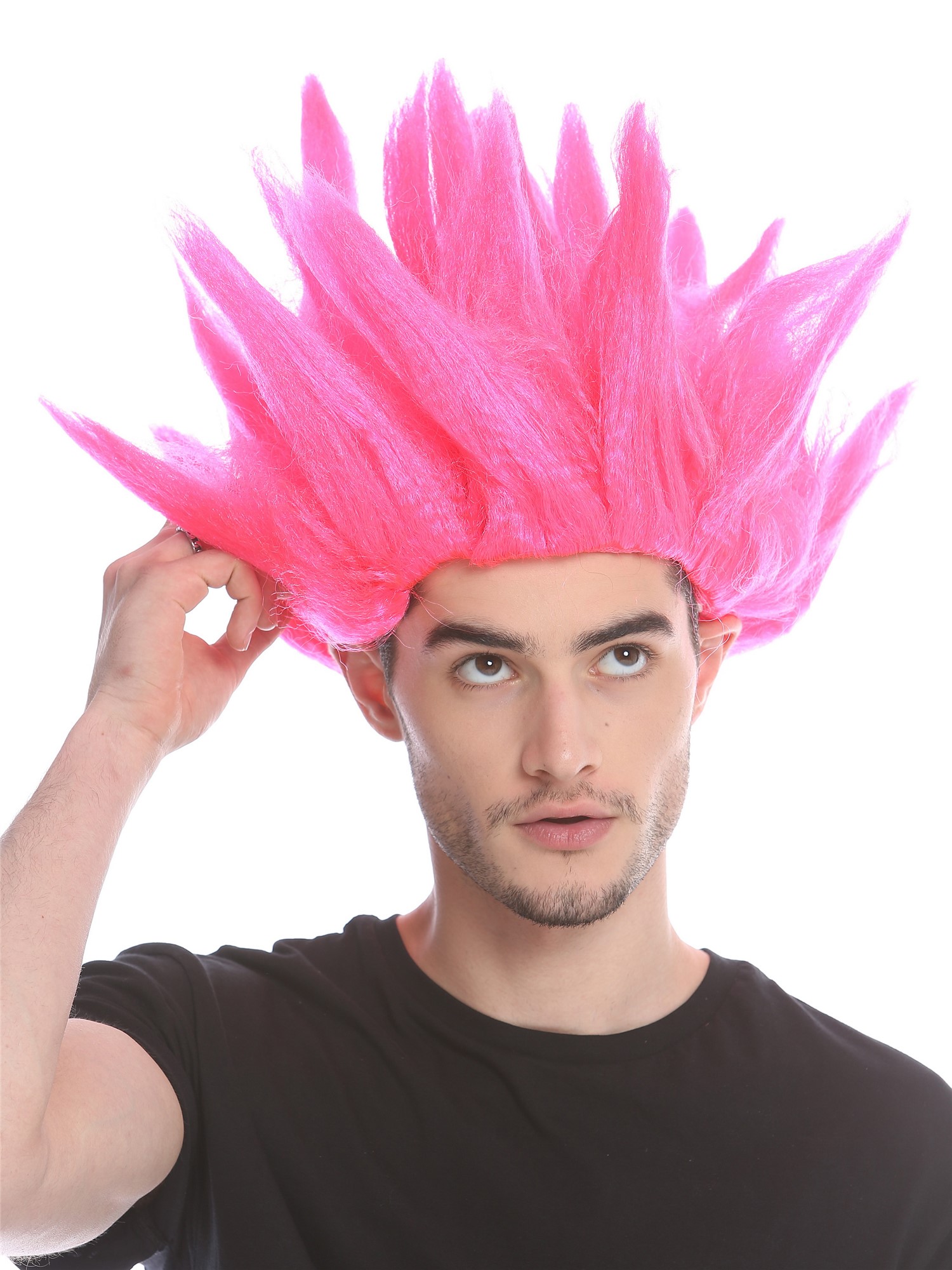 günstige Party Perücke, Perücke Hochtoupiert Fee Blume Rosa 91062-PC5, Vorderansicht, WIG ME UP: Ihr Perücken Online Shop wellige Party Perücke Rosa kurze Haare Unisex