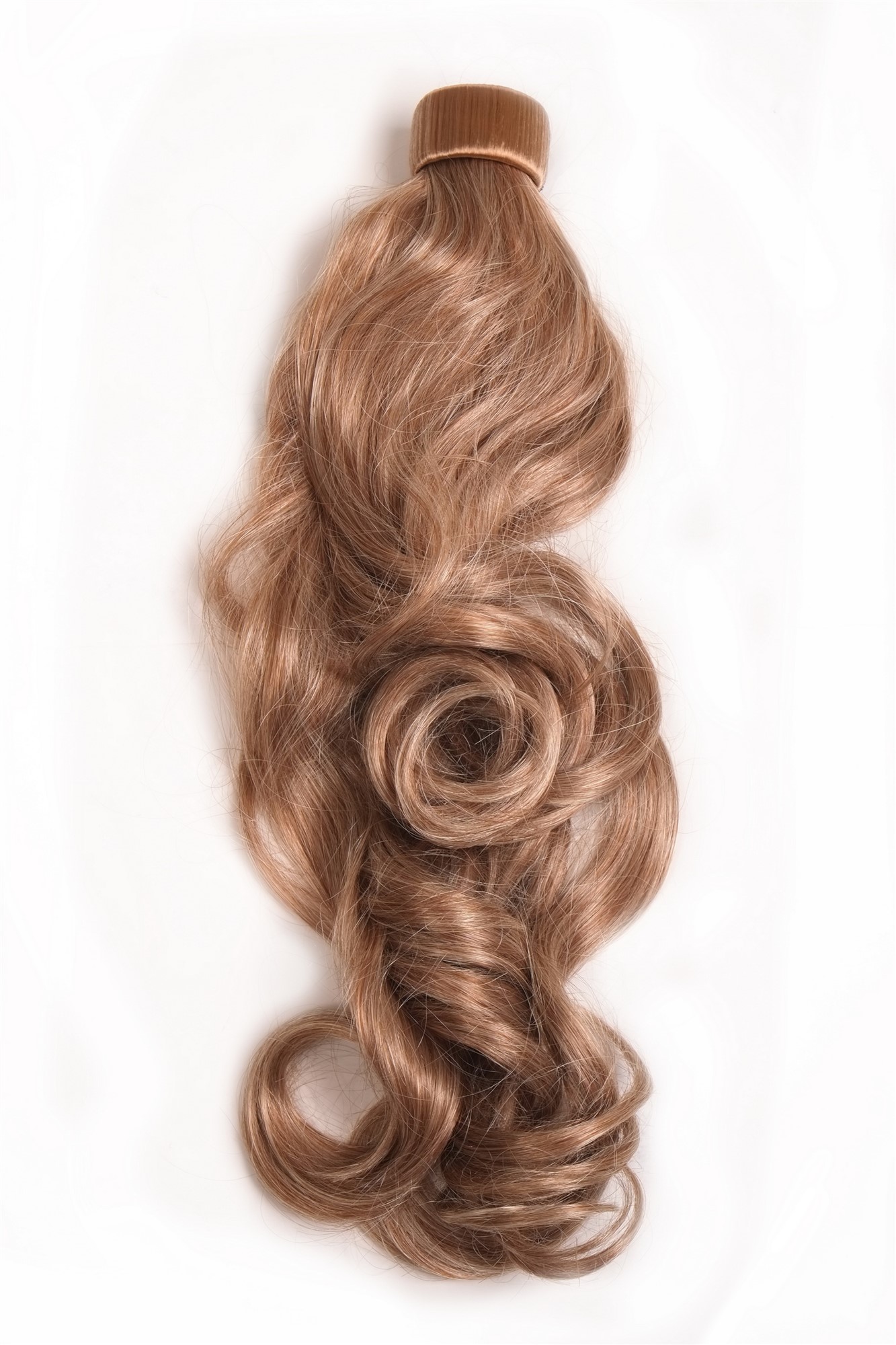 ROSY-24 +613 Hairpiece PONYTAIL with comb and snapwrap long wavy slightly curled blond mix 18", front view, WIG ME UP: Your Perücken Online Shop Ponytails, blond mix, wavy, shoulder-length
