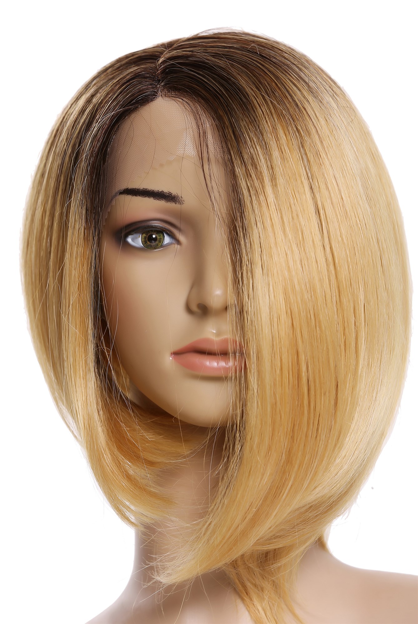 Lady wig lace front mono short sleek long bob ombre dark brown blonde MLC156-MF, view 6, WIG ME UP: Your Perücken Online Shop Quality Wigs, Ladies, orange blonde-dark brown mix, straight, short