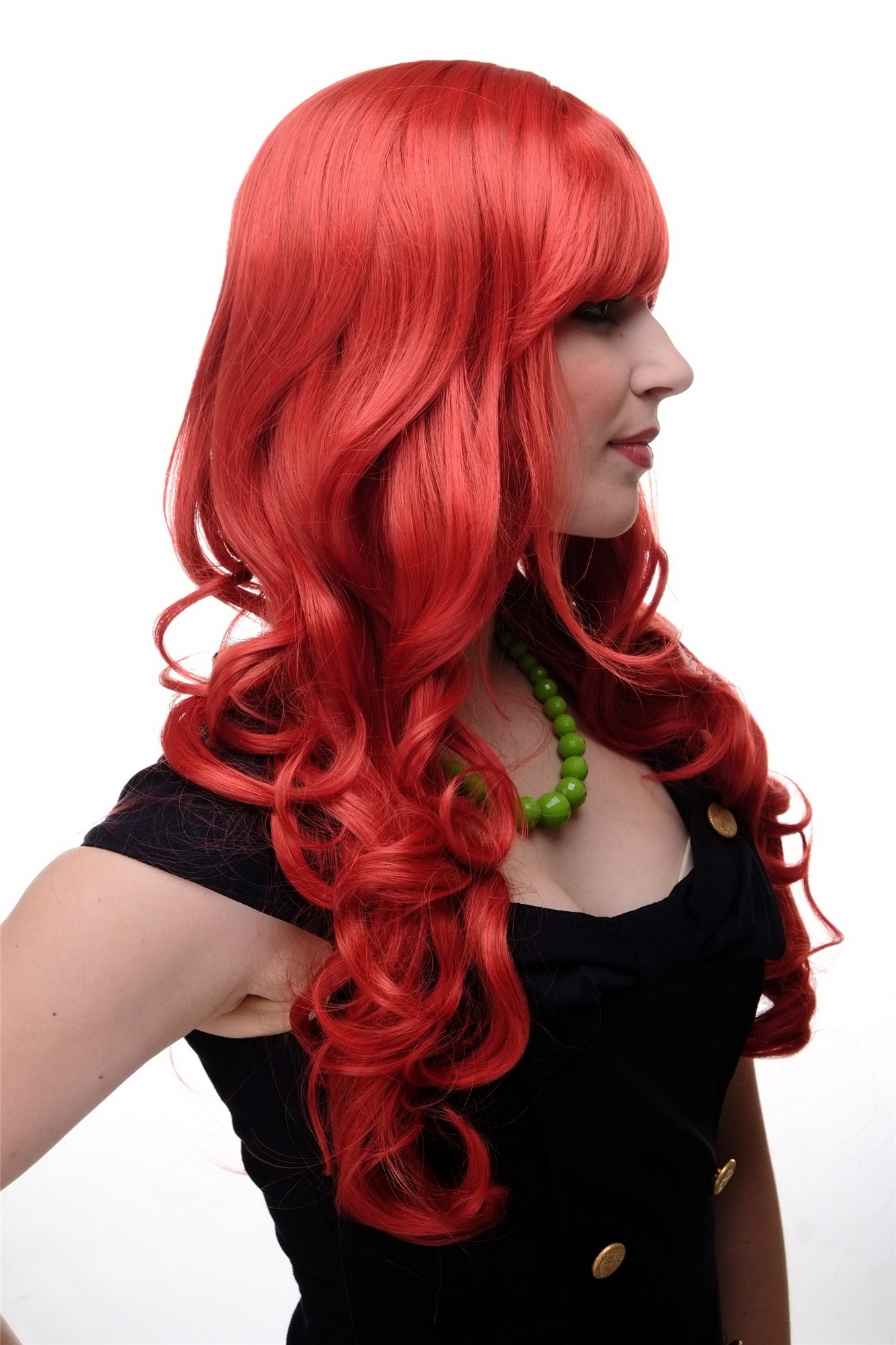 hochwertige Qualitätsperücken, Lange Damen Perücke mit großen kräftigen Locken Pony Rot-Mix Feuerrot 285-137, Ansicht 2, WIG ME UP: Ihr Perücken Online Shop lockige Tressen-Perücke mit Kopfhaut-Imitat Rot-Mix lange Haare für Damen