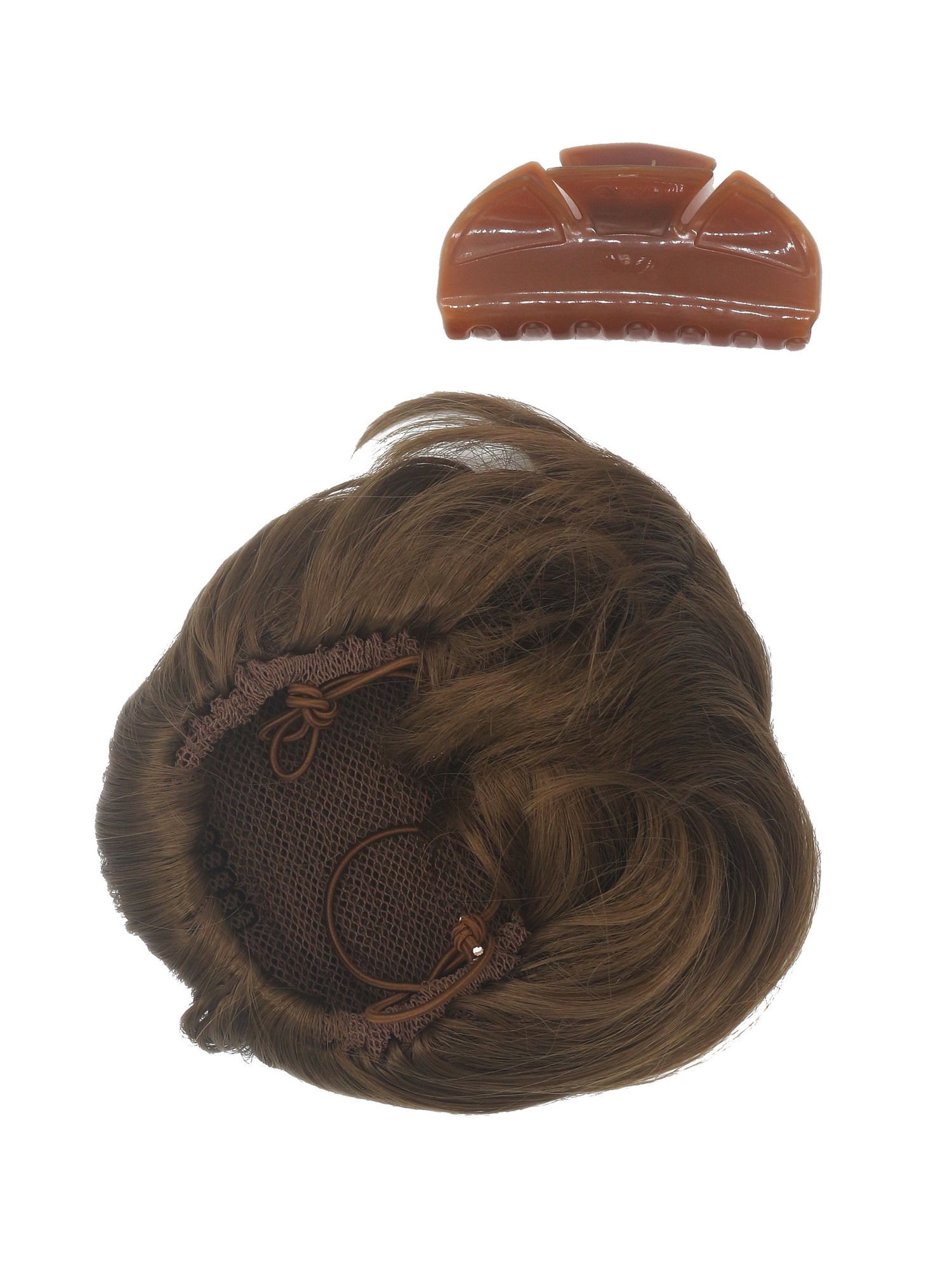 hochwertiges Haarteil Dutt Zopf Kurz Glatt Voluminös Goldbraun 909AB-V-12, Ansicht 4, WIG ME UP: Ihr Perücken Online Shop lockiges Zopf-Haarteil Goldbraun 15 cm lang