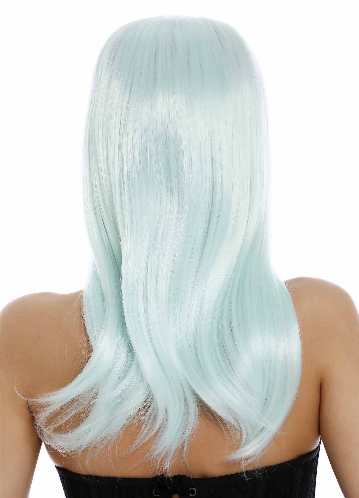 hochwertige Qualitätsperücken, Damen Perücke lang glatt Mittelscheitel Grün Hellgrün SA-151-T5507, Ansicht 5, WIG ME UP: Ihr Perücken Online Shop glatte Tressen-Perücke mit Kopfhaut-Imitat Hellgrün lange Haare für Damen