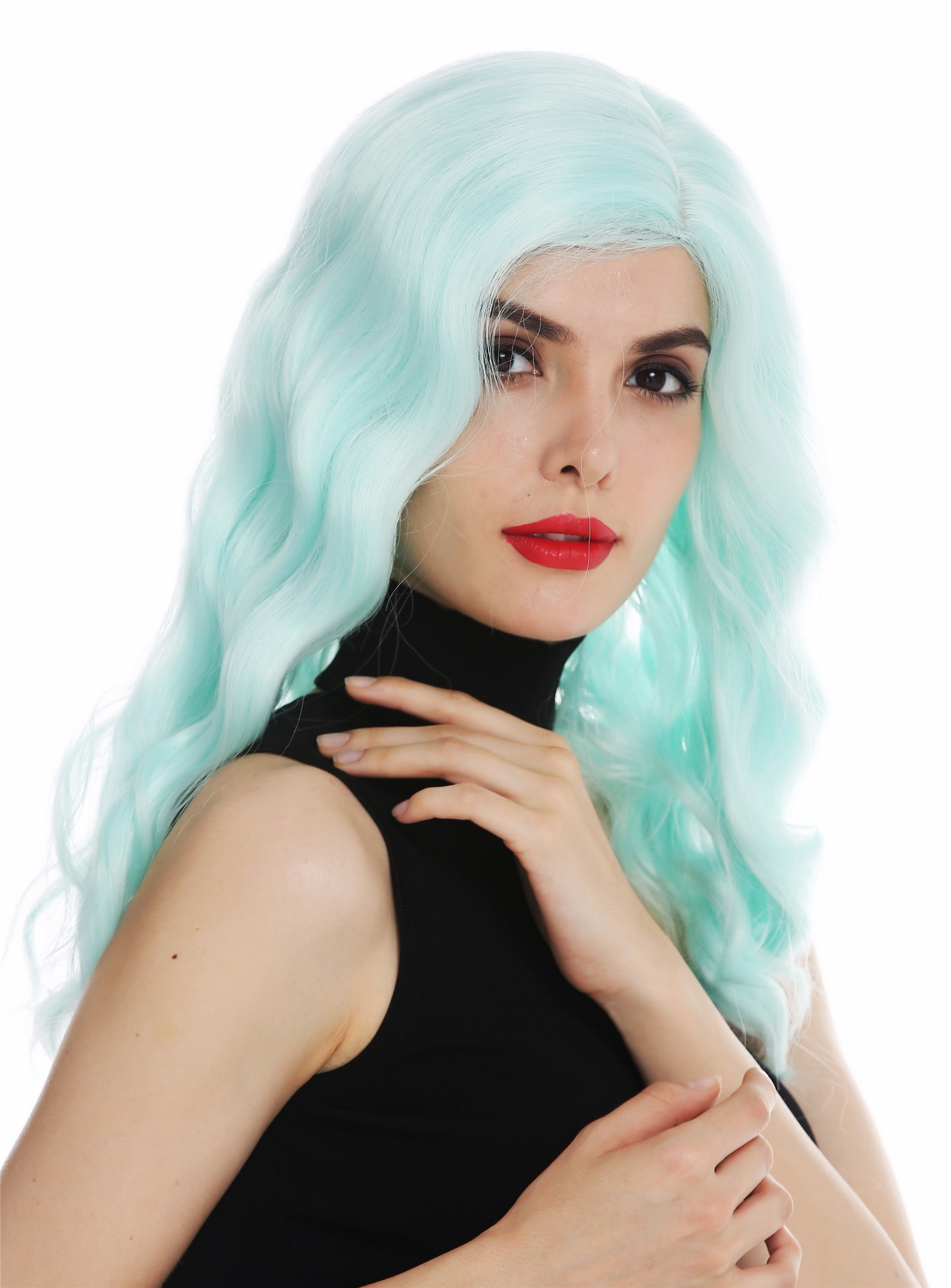 Quality Wigs, Ladies, light green, wavy, shoulder-length