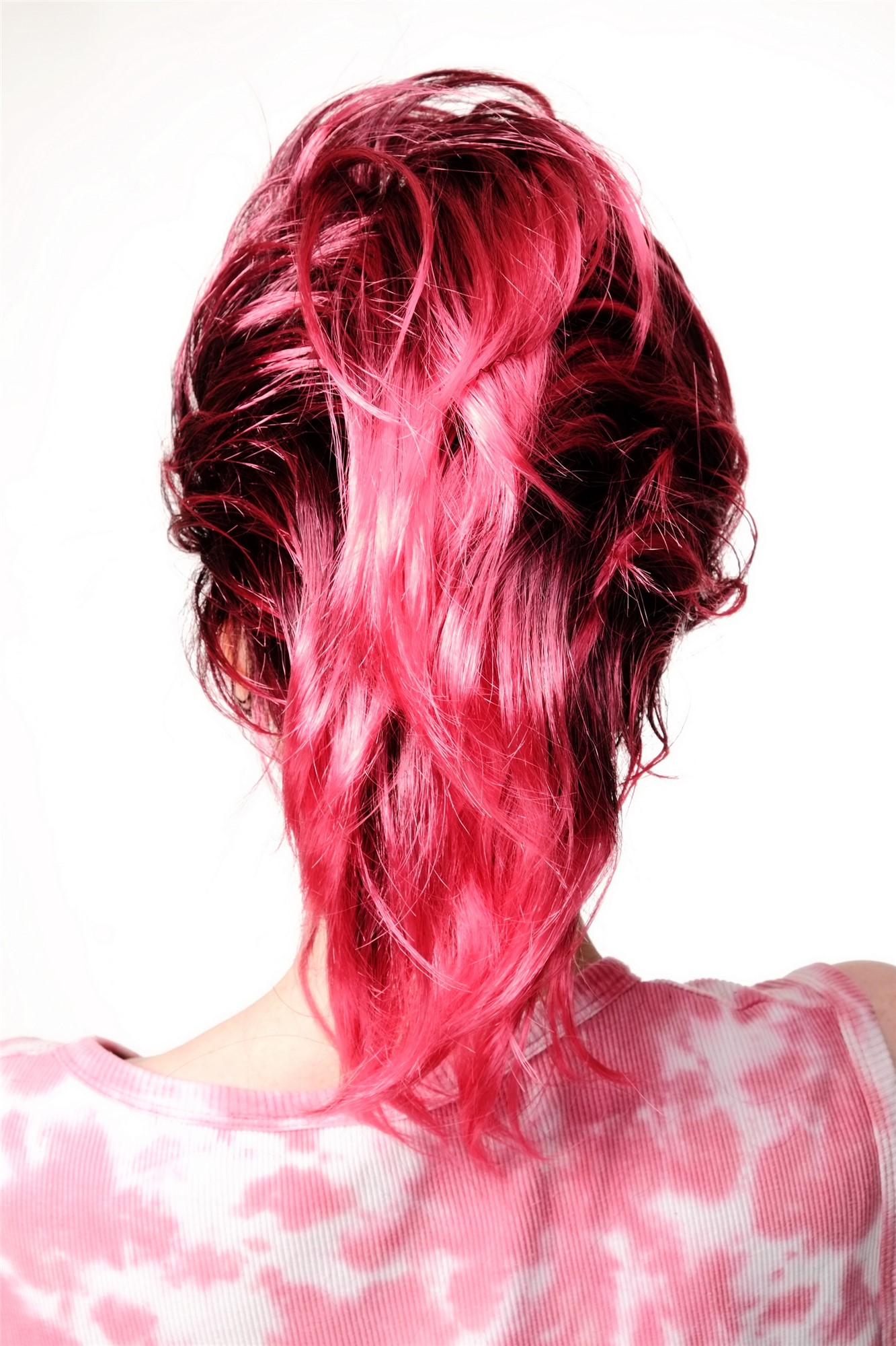 Party/Fancy Dress/Halloween Wig Mohawk 80ies Wave Glam Punk Black & Pink, view 3, WIG ME UP: Your Perücken Online Shop Party Wig, Unisex, black and pink, wavy, shoulder-length