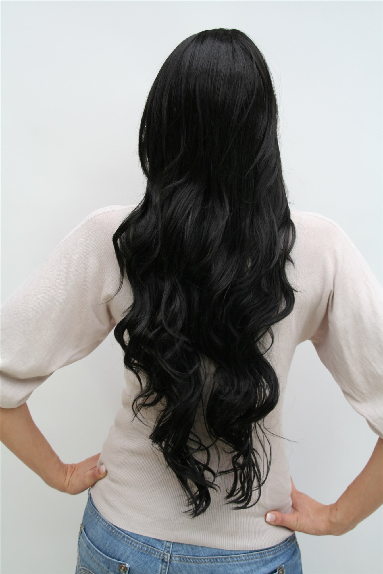 STUNNING Lady  WIG black VERY long (9321L Colour 2), view 3, WIG ME UP: Your Perücken Online Shop Quality Wigs, Ladies, black-brown, wavy, very long