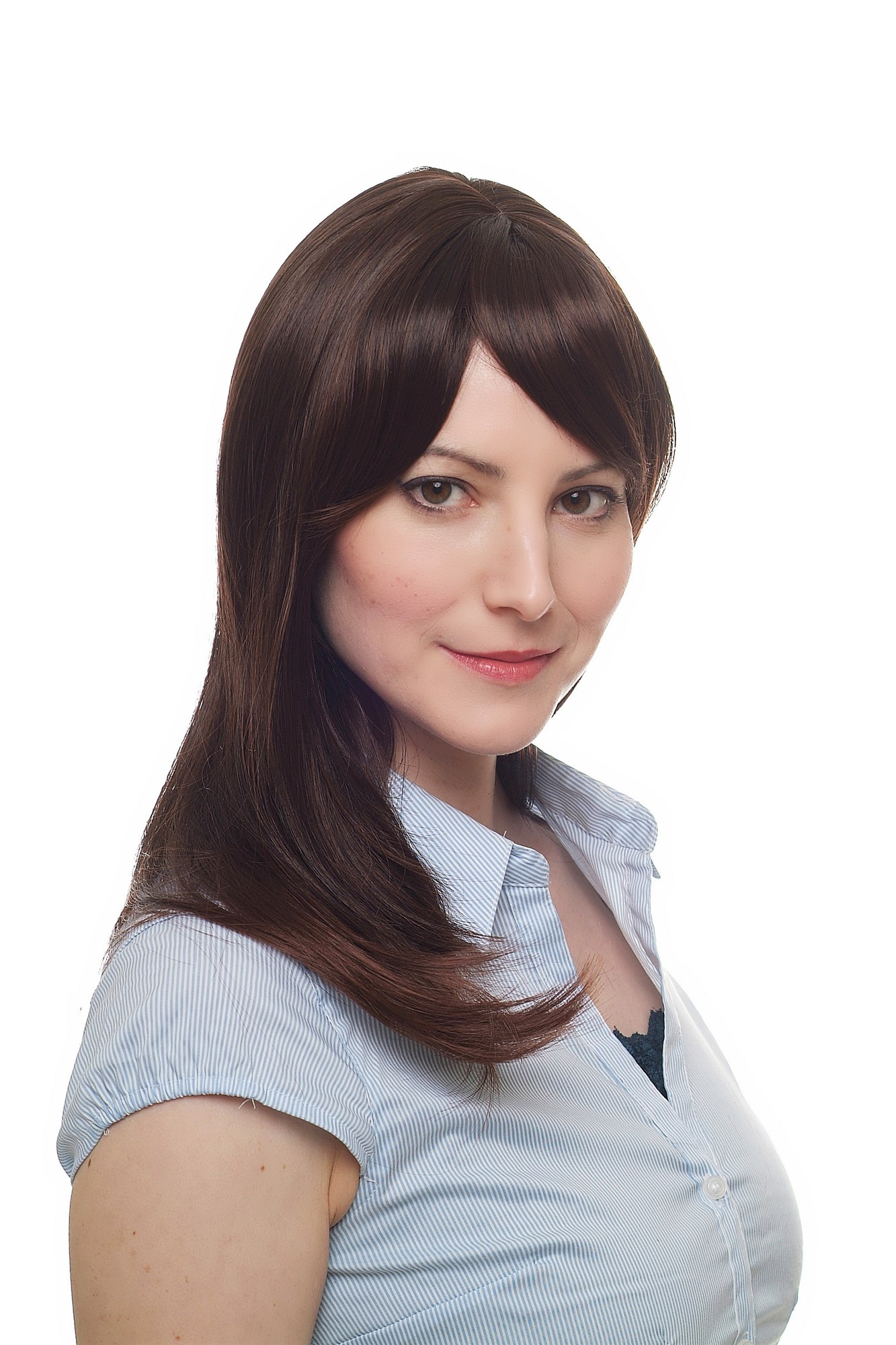 hochwertige Qualitätsperücken, Perücke mittellang glatt Mahagoni H8802A-2T33, Ansicht 6, WIG ME UP: Ihr Perücken Online Shop glatte Tressen-Perücke mit Kopfhaut-Imitat Braun schulterlange Haare für Damen