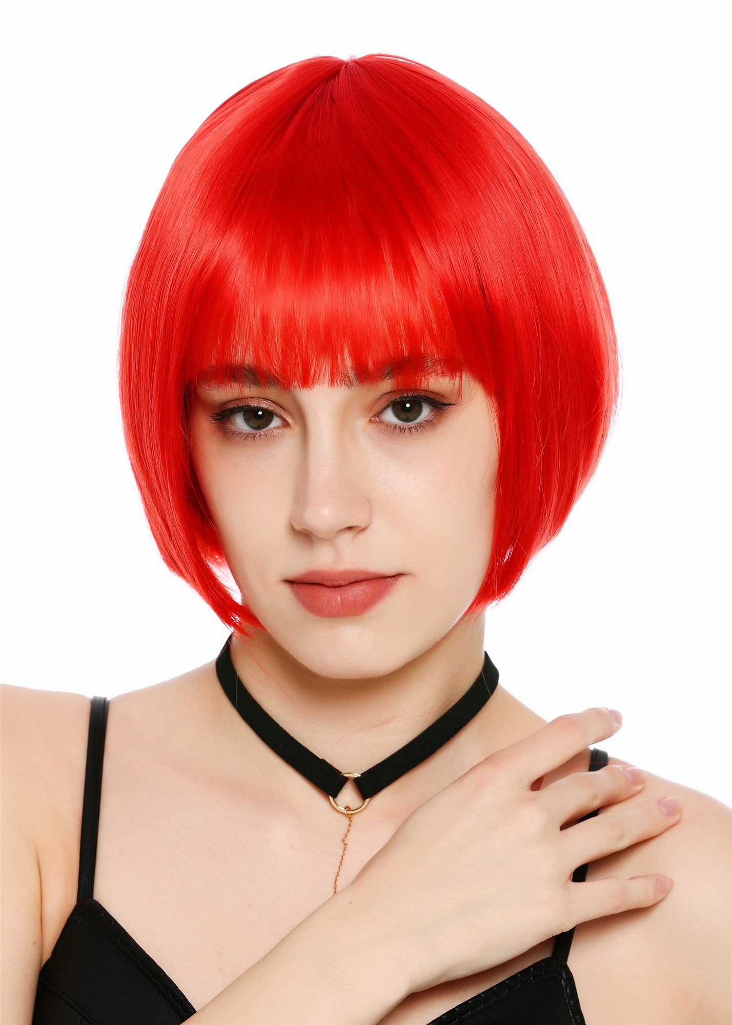 Damenperücke kurz Bob Pony glatt leuchtendes Rot SZL0751-DHT113