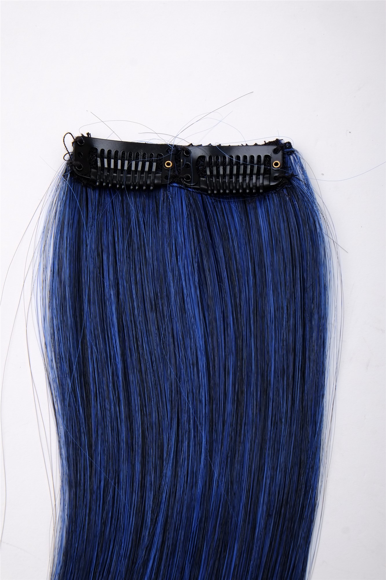 glatte Extensions Blau-Schwarz-Mix Schwarzblau 45 cm lang