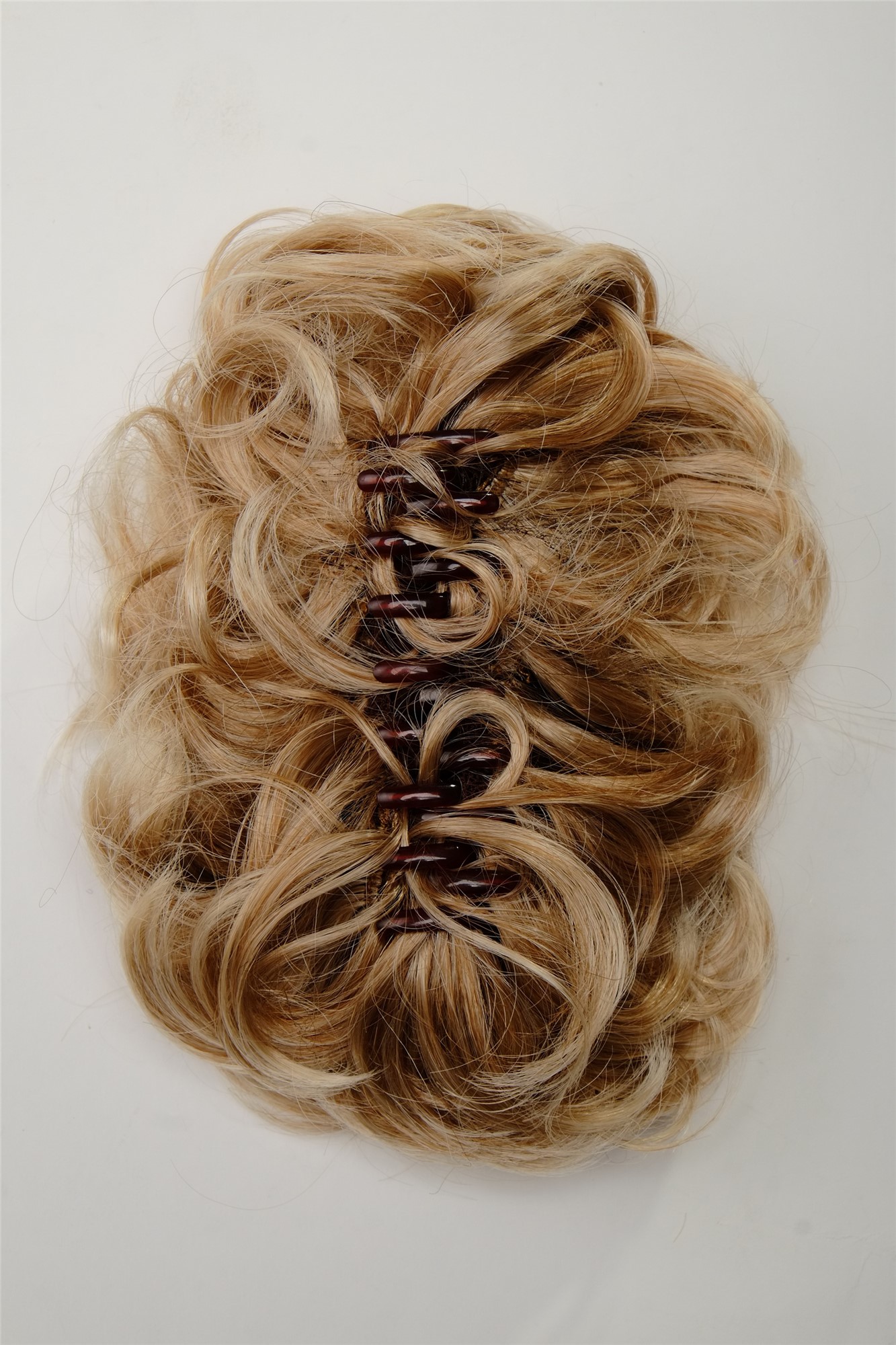 Dutt Locken Volumen Zopf kurz Blond Mix Q0147-27T613, Ansicht 6, WIG ME UP: Ihr Perücken Online Shop lockiger Dutt Haarteil Blond-Mix