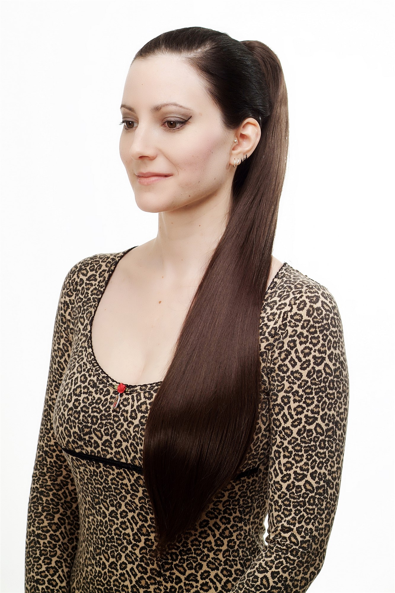 Hairpiece PONYTAIL with Claw Clamp/Clip extremely long straight & smooth chocolate brown 70 cm, view 3, WIG ME UP: Your Perücken Online Shop Ponytails, Brown, straight, long