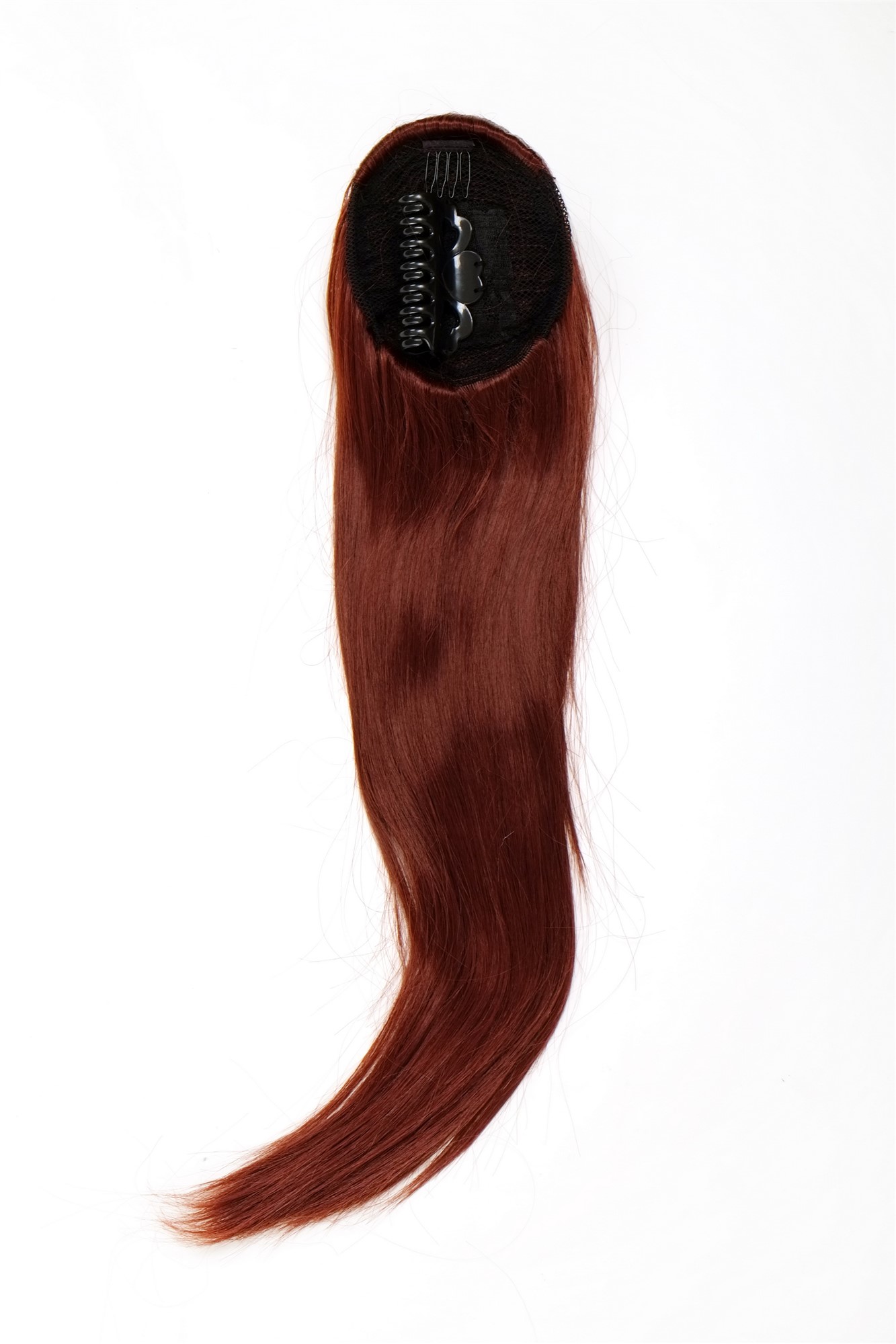 Ponytail clamp combs string straight voluminous very long dark auburn red WK06, view 2, WIG ME UP: Your Perücken Online Shop Ponytails, golden-reddish brown, straight, long
