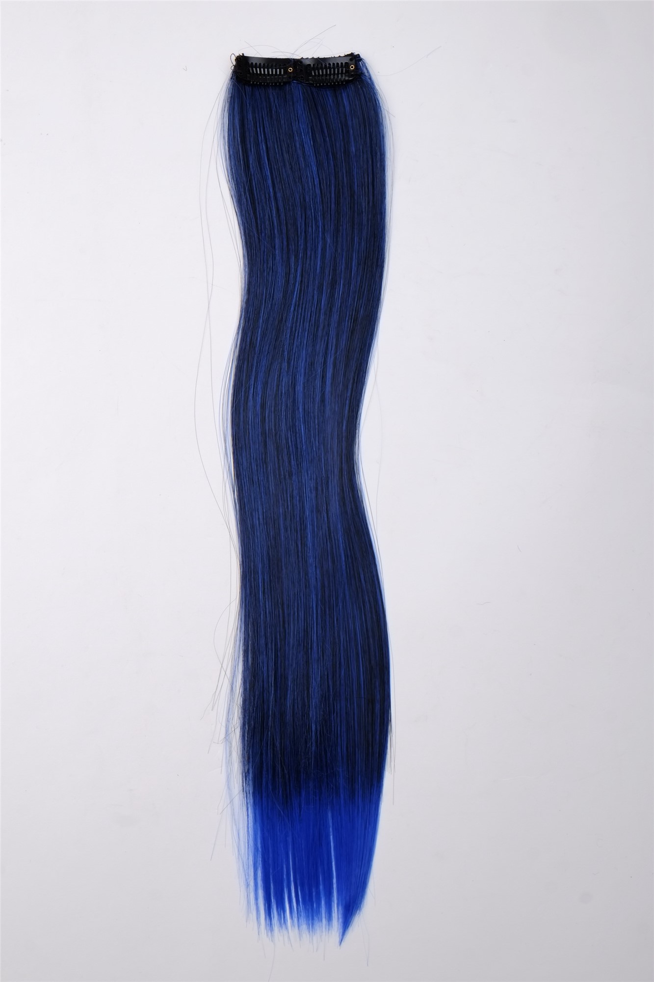 glatte Extensions Blau-Schwarz-Mix Schwarzblau 45 cm lang