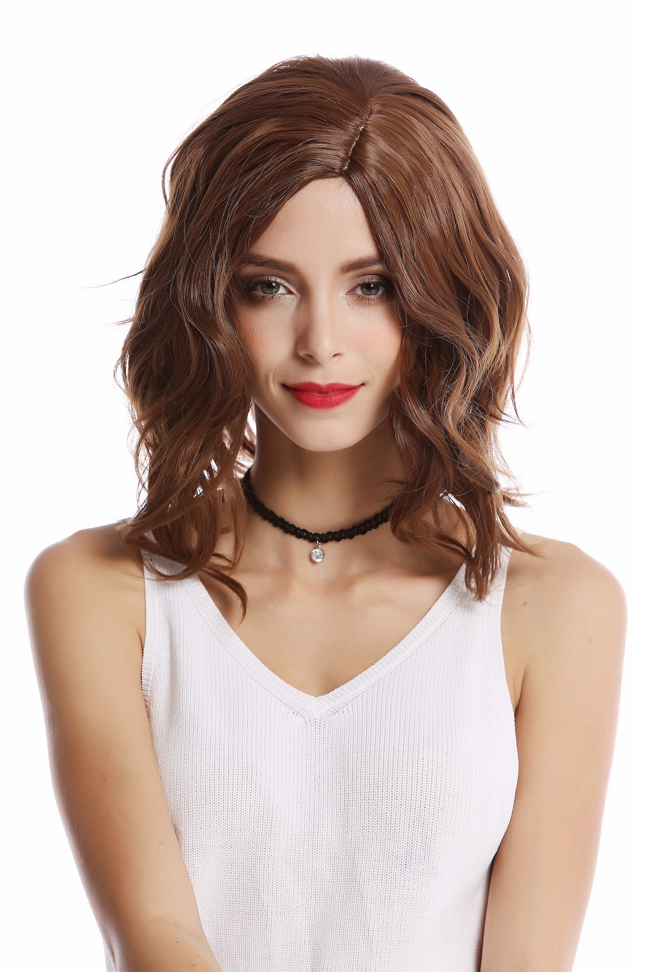 Quality Wigs, Ladies, medium brown, wavy, shoulder-length