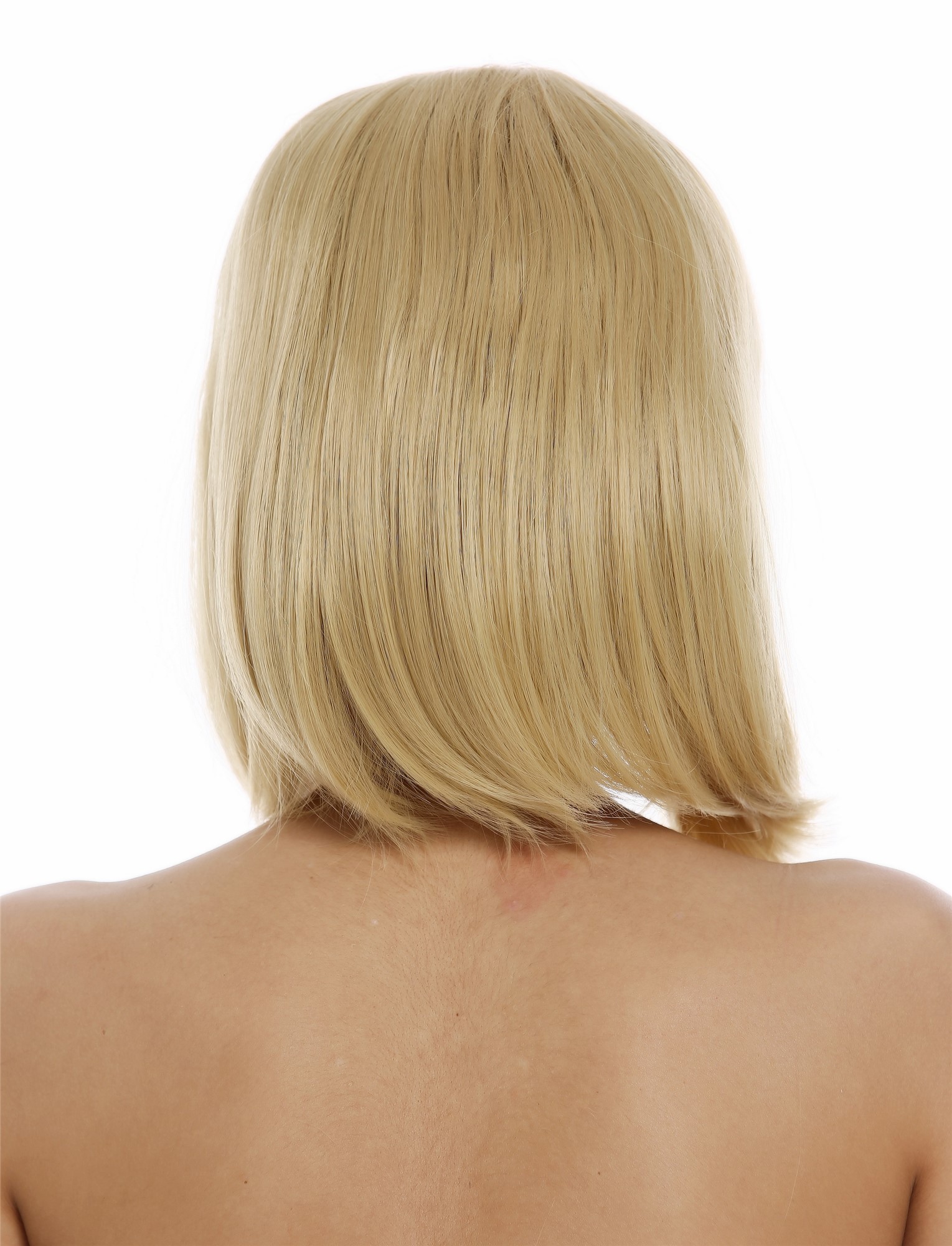 hochwertige Qualitätsperücken, Perücke kurz Longbob glatt geschwungene Spitzen Pony Goldblond YZF-4375-86, Ansicht 5, WIG ME UP: Ihr Perücken Online Shop glatte Tressen-Perücke Karamelblond schulterlange Haare für Damen