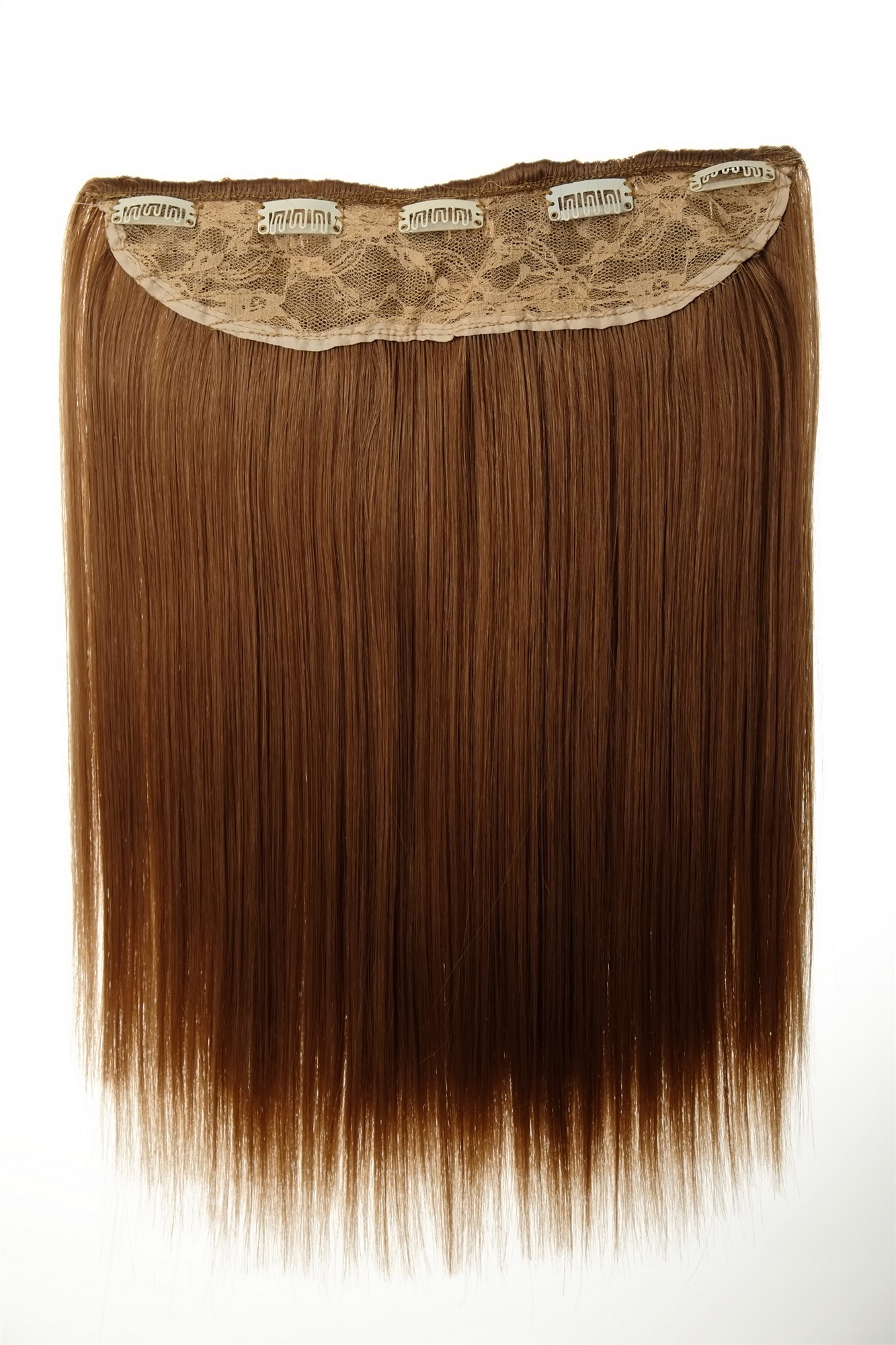 Haarteil Haarverlängerung 5 Clips glatt Blond Erdbeerblond L30173-27, Ansicht 2, WIG ME UP: Ihr Perücken Online Shop glatte Halbperücke Erdbeerblond 45 cm lang
