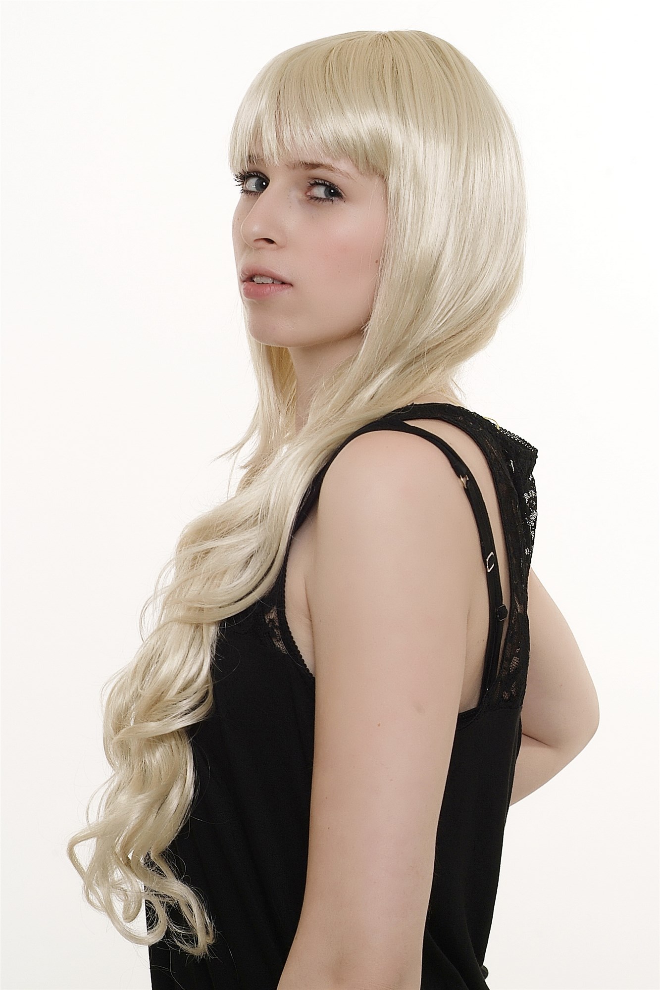 Lady wig fringe bangs very bright blonde platinumcurls wavy slightly curly 3415, view 4, WIG ME UP: Your Perücken Online Shop Quality Wigs, Ladies, platinum blonde, wavy, long