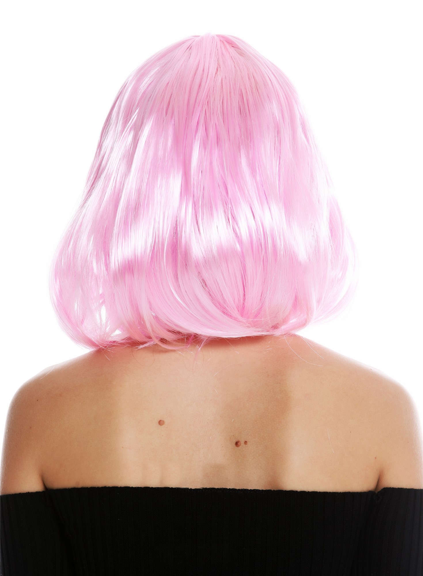 Lady Wig Halloween Carnival Disco bob longbob shoulder length bangs pink 0073, view 3, WIG ME UP: Your Perücken Online Shop Party Wig, Ladies, light pink, straight, short