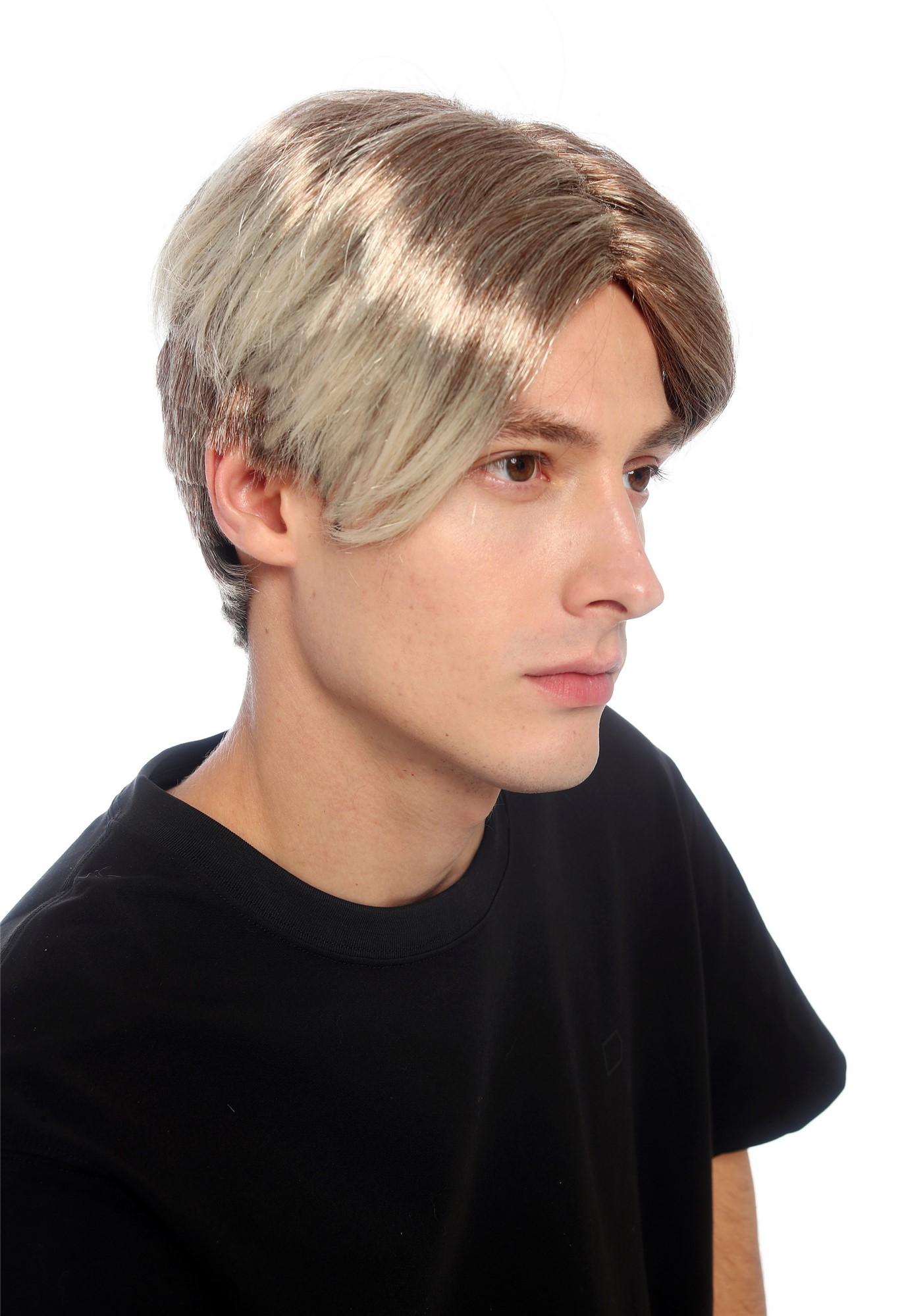 glatte Party-Perücke Rostbraun-Blond mit hellen auslaufenden Strähnen 25 cm lange Perücke für Unisex