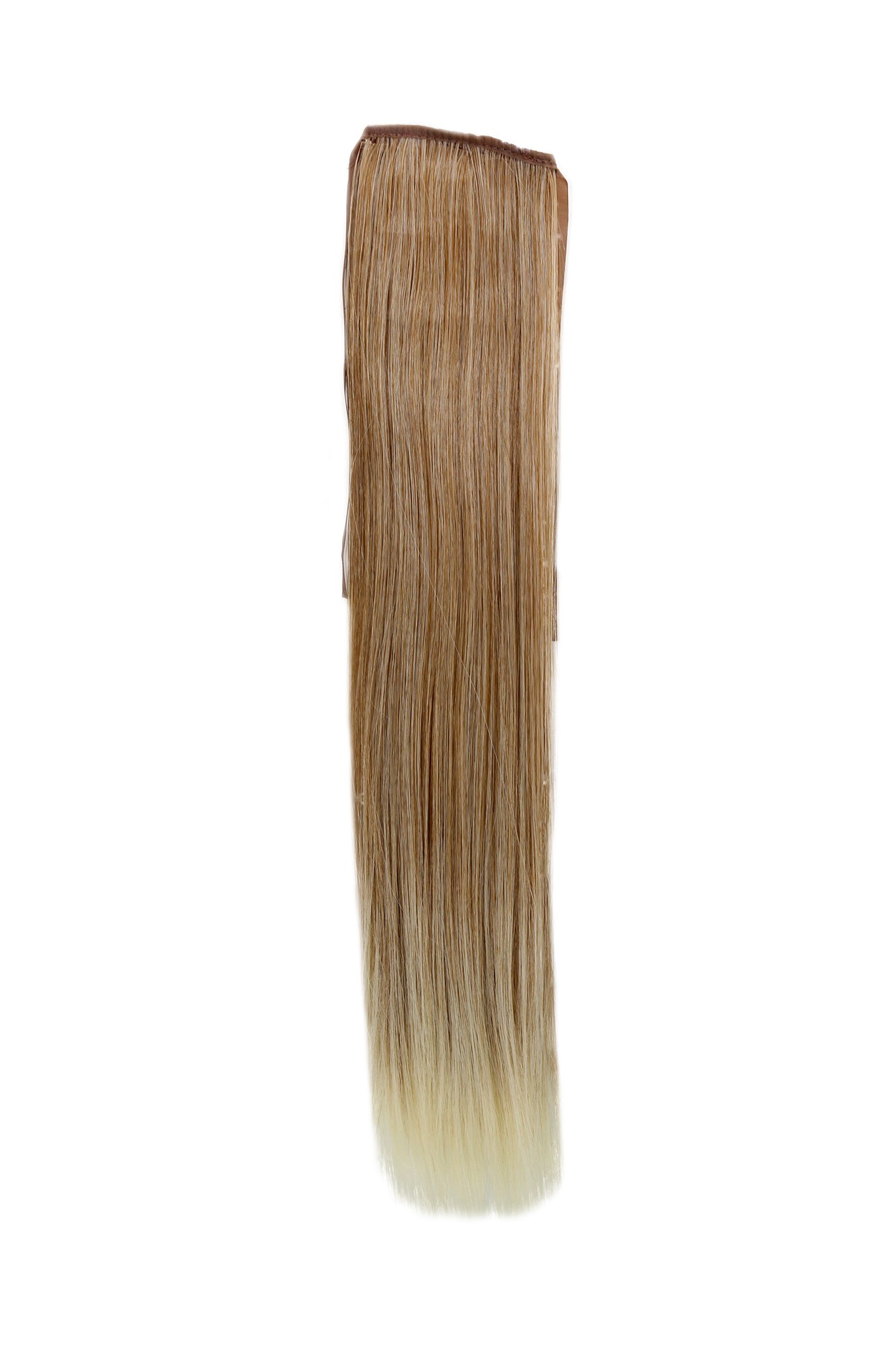 hochwertiges Haarteil Kupfer-Lichtblond-Mix glatt Band + Klammer Befestigung YZF-TS18-27T613, Vorderansicht, WIG ME UP: Ihr Perücken Online Shop glattes Zopf-Haarteil Kupfer-Hell-Blond-Mix 45 cm lang