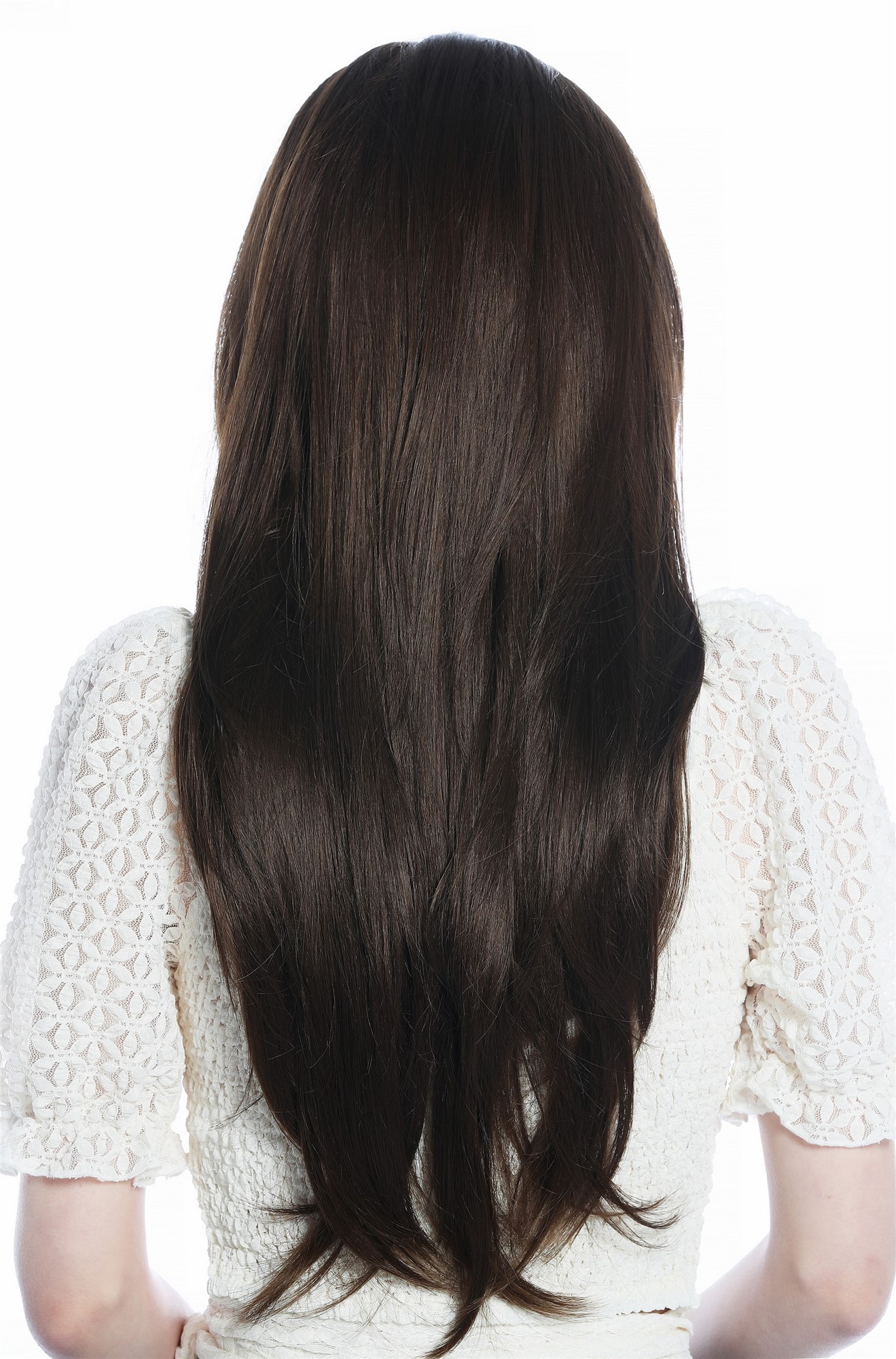 hochwertige Qualitätsperücken, Perücke Halbperücke Stirnband lang glatt braun aschbraun H9306-8, Ansicht 6, WIG ME UP: Ihr Perücken Online Shop glatte Tressen-Perücke mit Stirnband Mittelbraun lange Haare für Damen