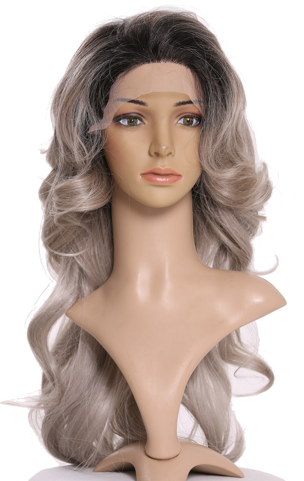 Quality Wigs, Ladies, matte gray-deep black mix, wavy, long