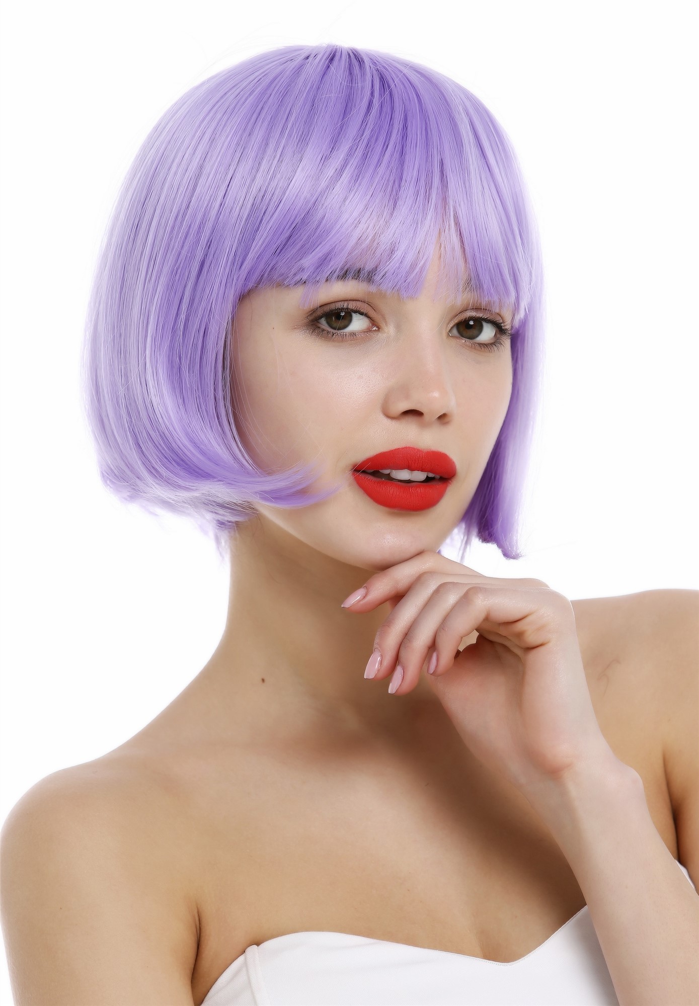 Short Lady Wig classy classic Bob style straight bangs sleek purple VK-4, view 4, WIG ME UP: Your Perücken Online Shop Quality Wigs, Ladies, light violet, straight, short