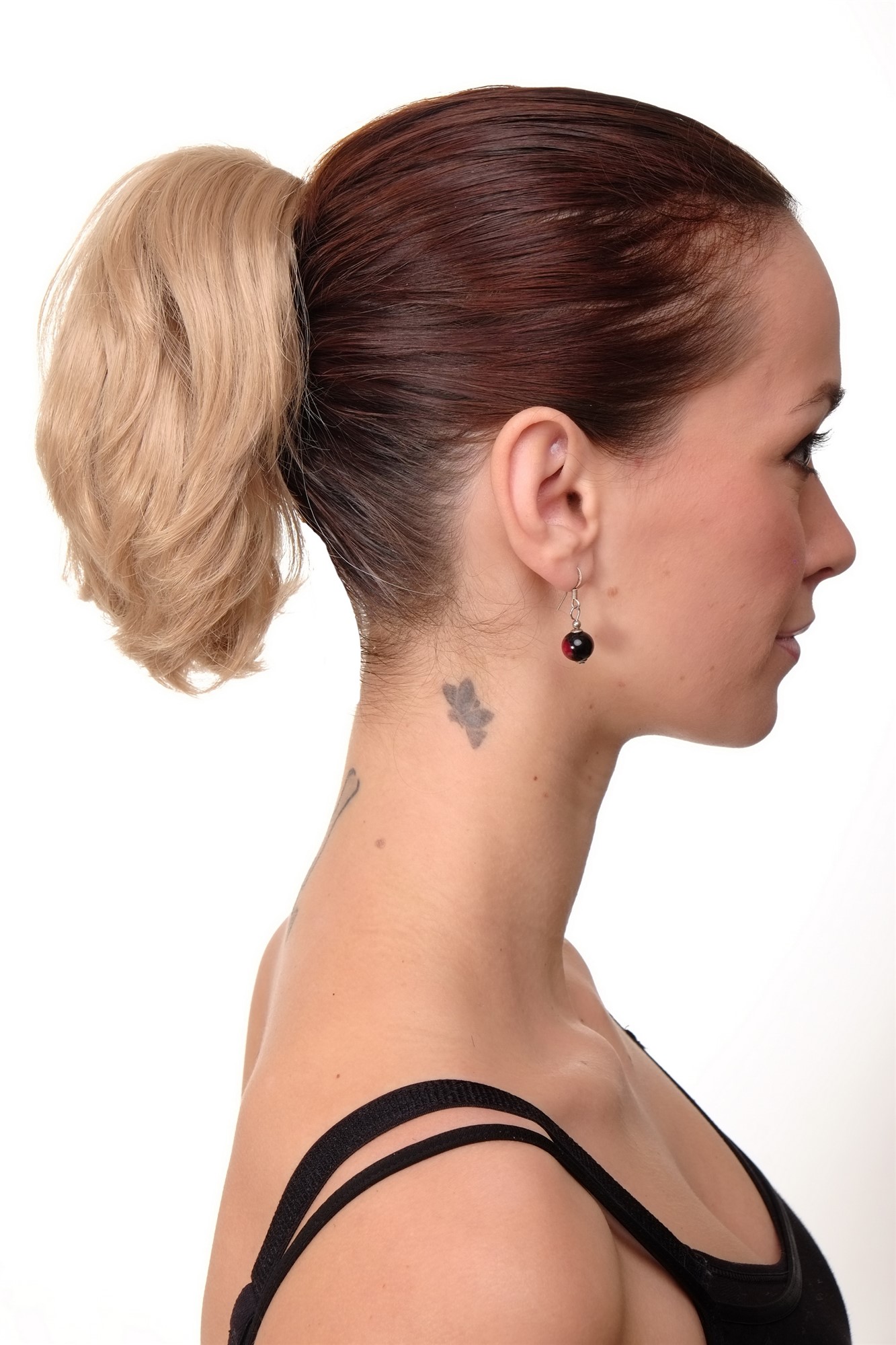 hochwertiges Haarteil Hellblond kurz wild Befestigung mit Butterfly-Klammer Modell: T6545, Ansicht 3, WIG ME UP: Ihr Perücken Online Shop glattes Zopf-Haarteil Goldblond 20 cm lang