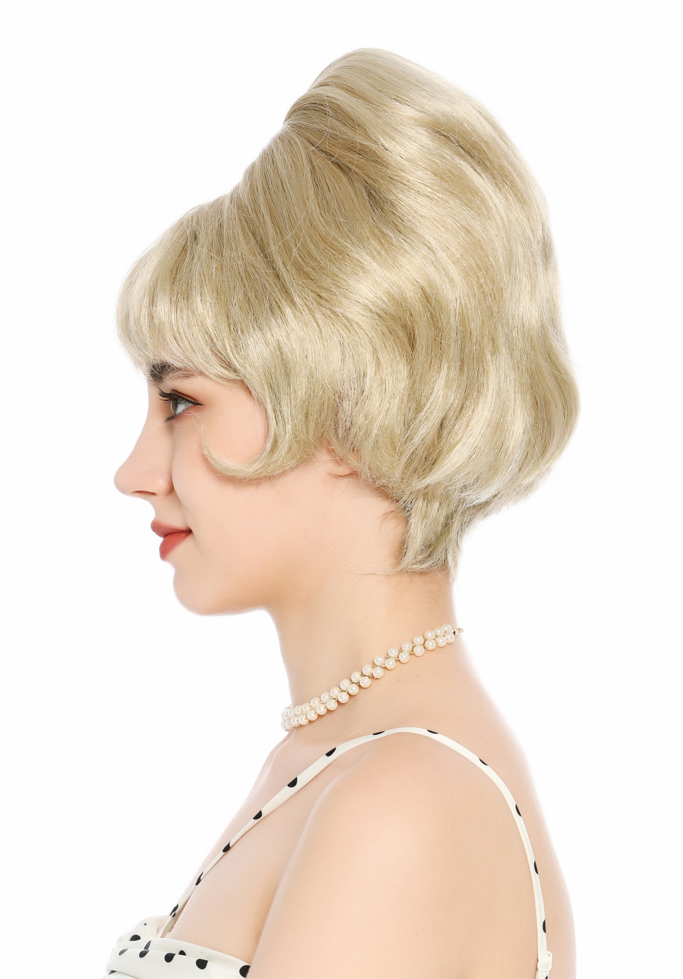 Perücke Damen Retro Vintage 50er 60er Beehive hochtoupiert Pony Blond DW3436-22