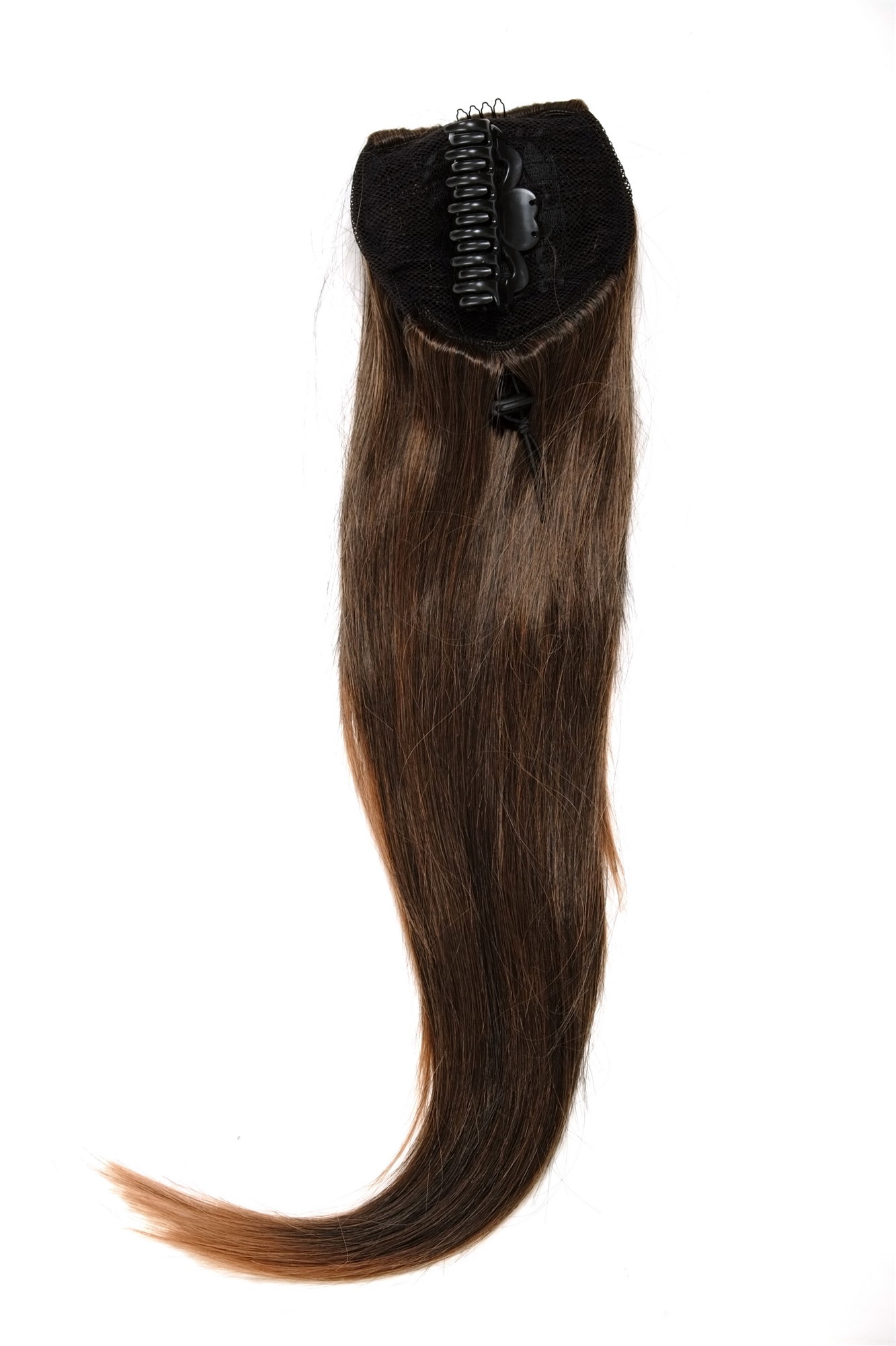 Ponytail clamp combs string straight voluminous very long chestnut brown WK06, view 2, WIG ME UP: Your Perücken Online Shop Ponytails, black-brown mix, straight, long