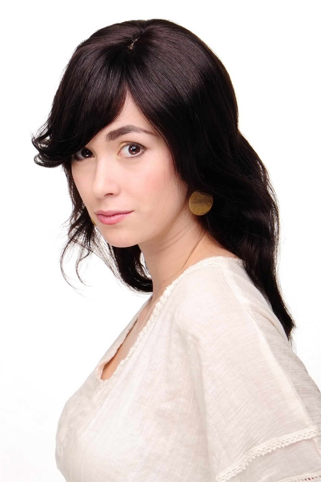 hochwertige Qualitätsperücken, Damenperücke Echthaar Schwarzbraun Lang Modell: 1625S-AHH, Ansicht 6, WIG ME UP: Ihr Perücken Online Shop wellige Tressen-Perücke mit Kopfhaut-Imitat 100% Echthaar Schwarz schulterlange Haare für Damen