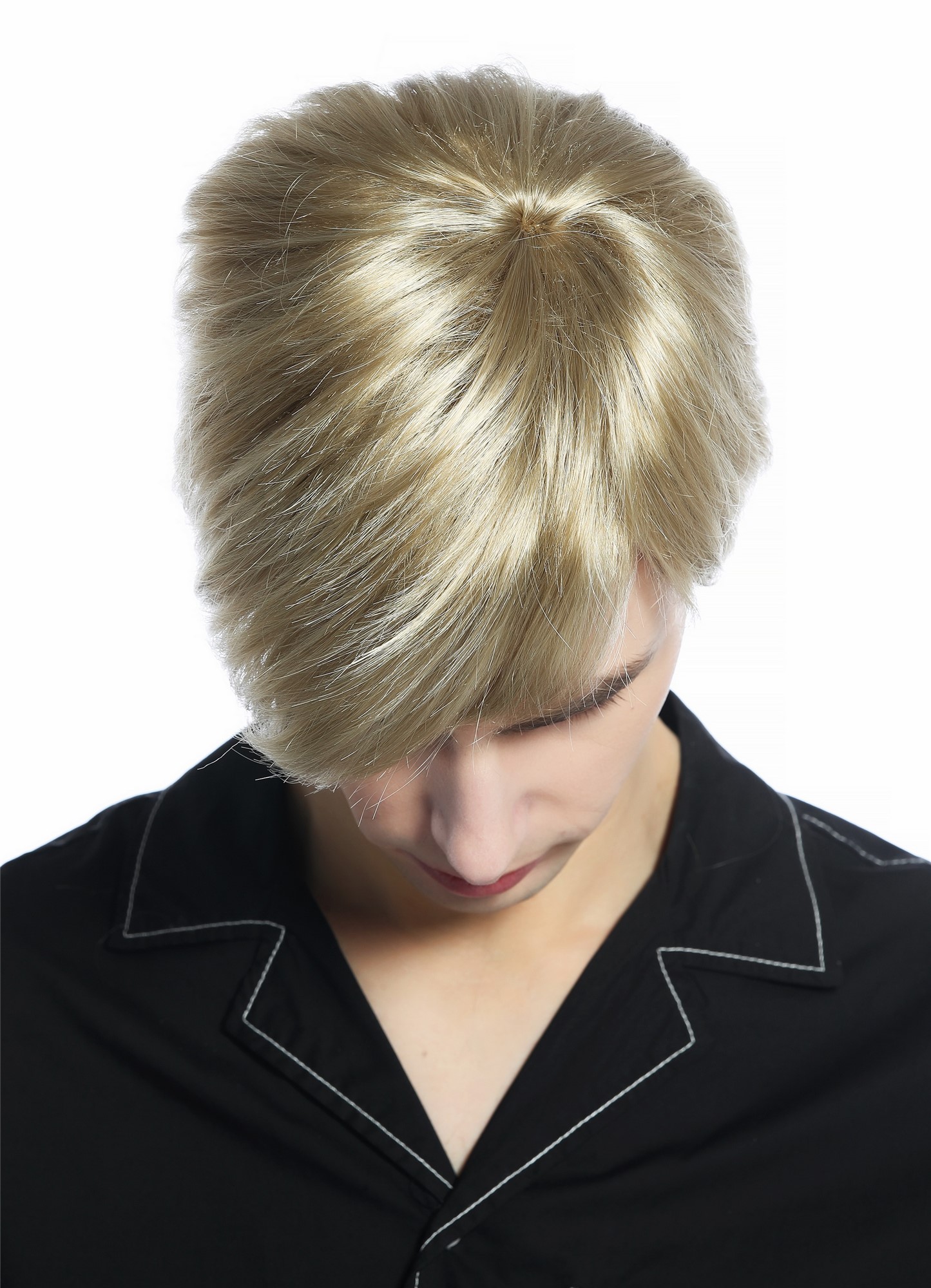 hochwertige Qualitätsperücken, Perücke Herren kurz glatt gescheitelt Scheitel Aschblond M230-24, Ansicht 4, WIG ME UP: Ihr Perücken Online Shop glatte Tressen-Perücke Aschblond kurze Haare für Herren