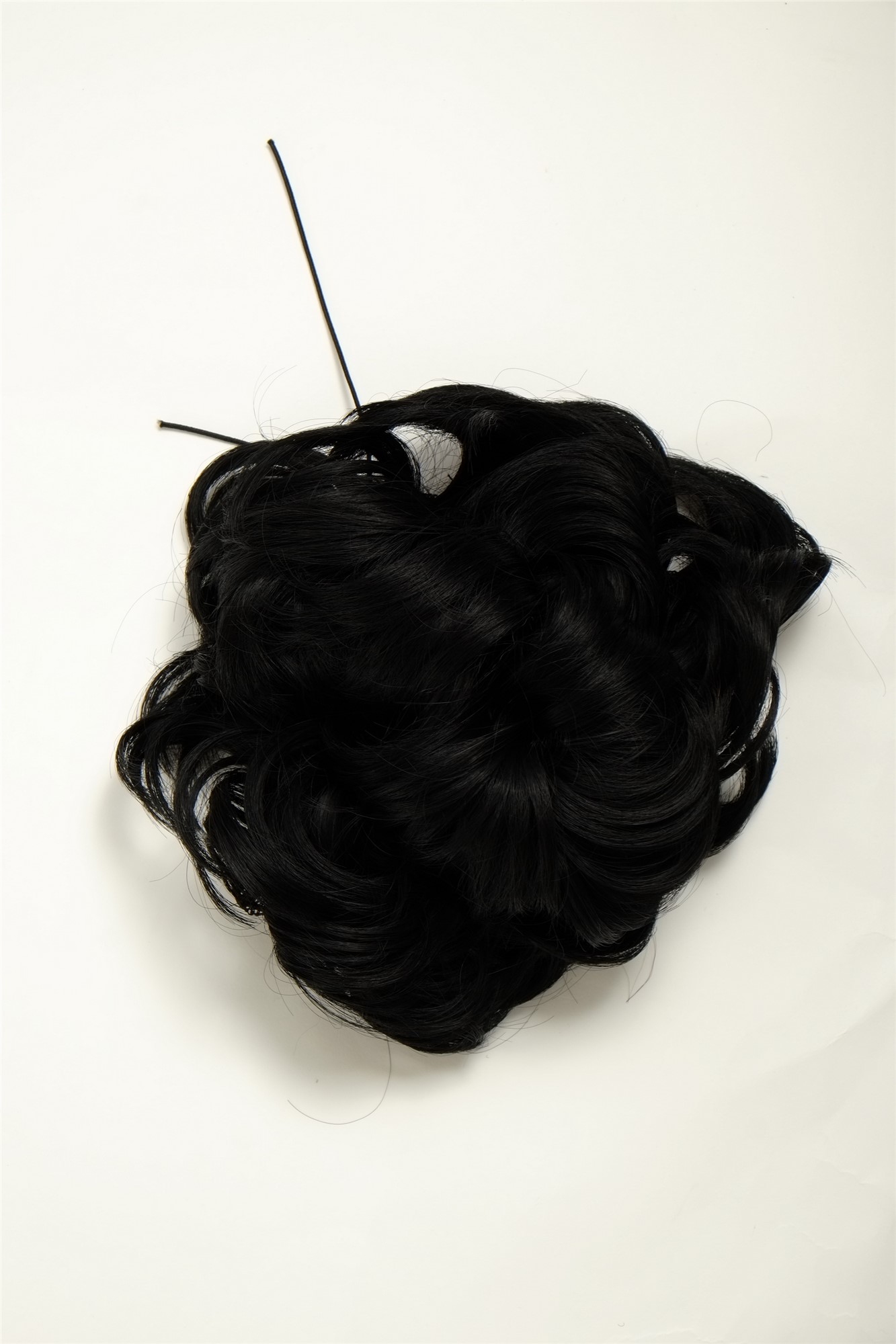 Hair Bun, velvet black, curled, short