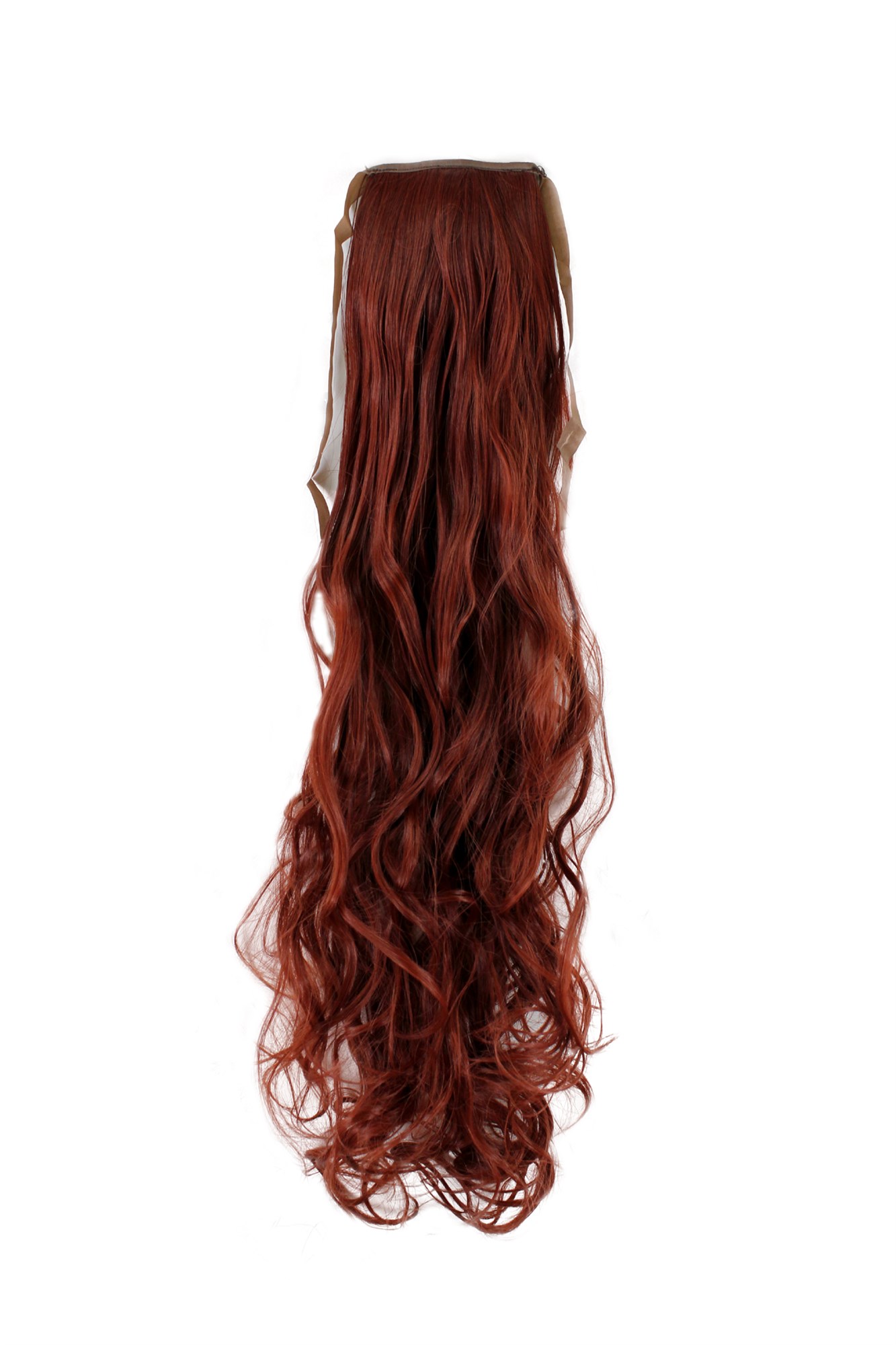 hochwertiger Zopf Haarteil mit Klammer und Band Rot wellig 63 cm YZF-1094HT-35, Vorderansicht, WIG ME UP: Ihr Perücken Online Shop welliges Zopf-Haarteil Rot 63 cm lang