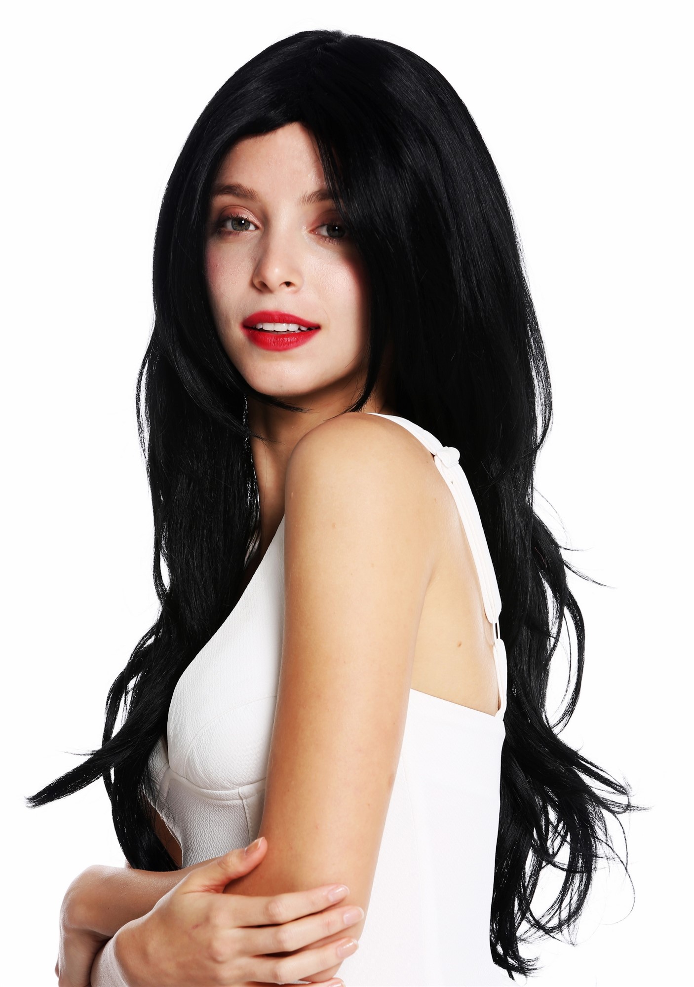 Women's wig lady wig long slightly wavy waved very voluminous black VK-37, view 2, WIG ME UP: Your Perücken Online Shop Quality Wigs, Ladies, Black, wavy, long