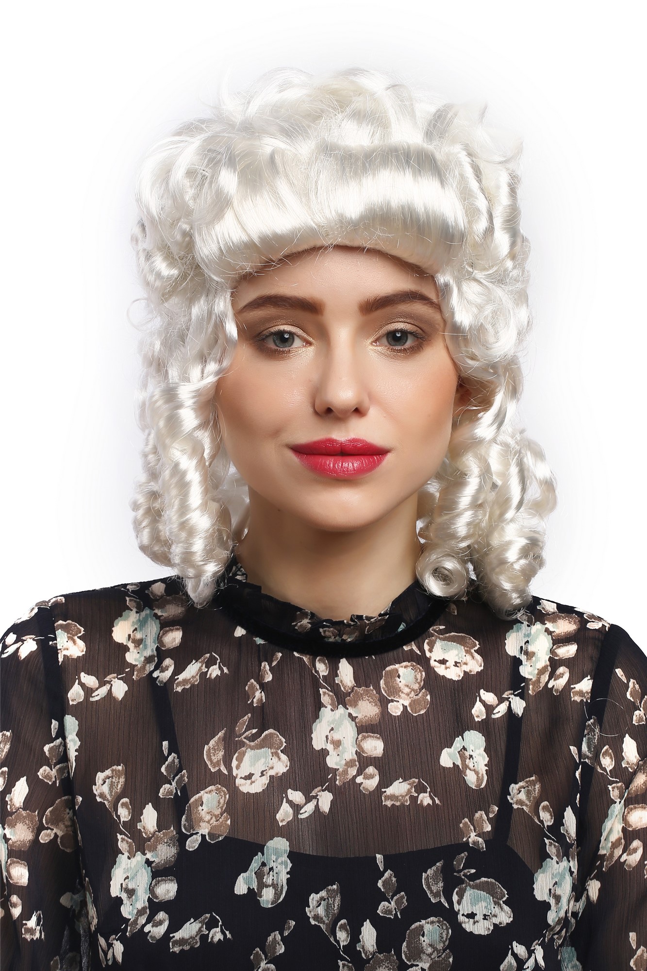 Party Wig, Ladies, White, curled, shoulder-length