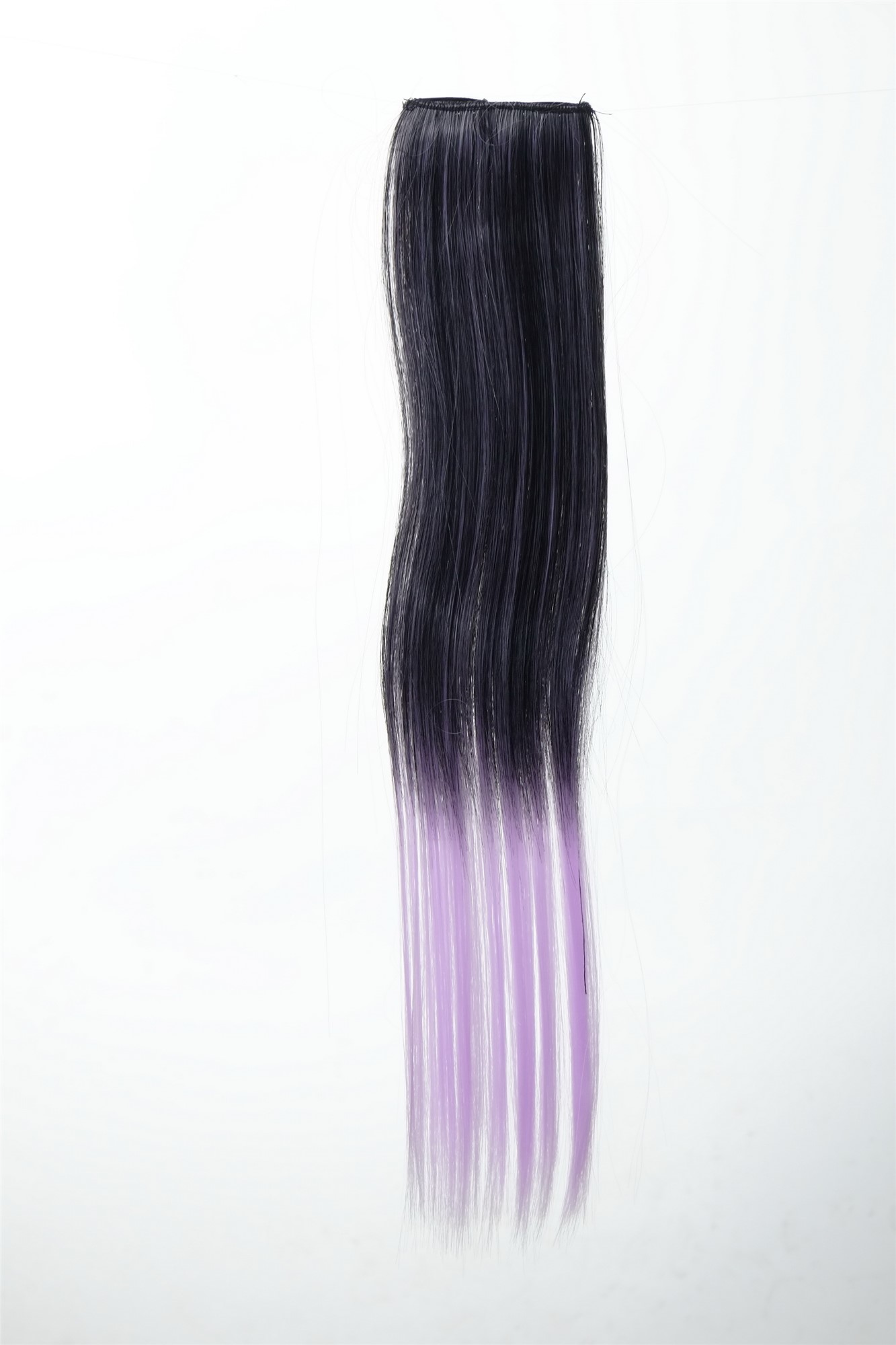 2 Clips Extension Strähne glatt 45 cm Ombre Schwarz Lila YZF-P2S18P-1BTTF2403A, Vorderansicht, WIG ME UP: Ihr Perücken Online Shop glatte Extensions Samtschwarz-Hellviolett-Mix 45 cm lang