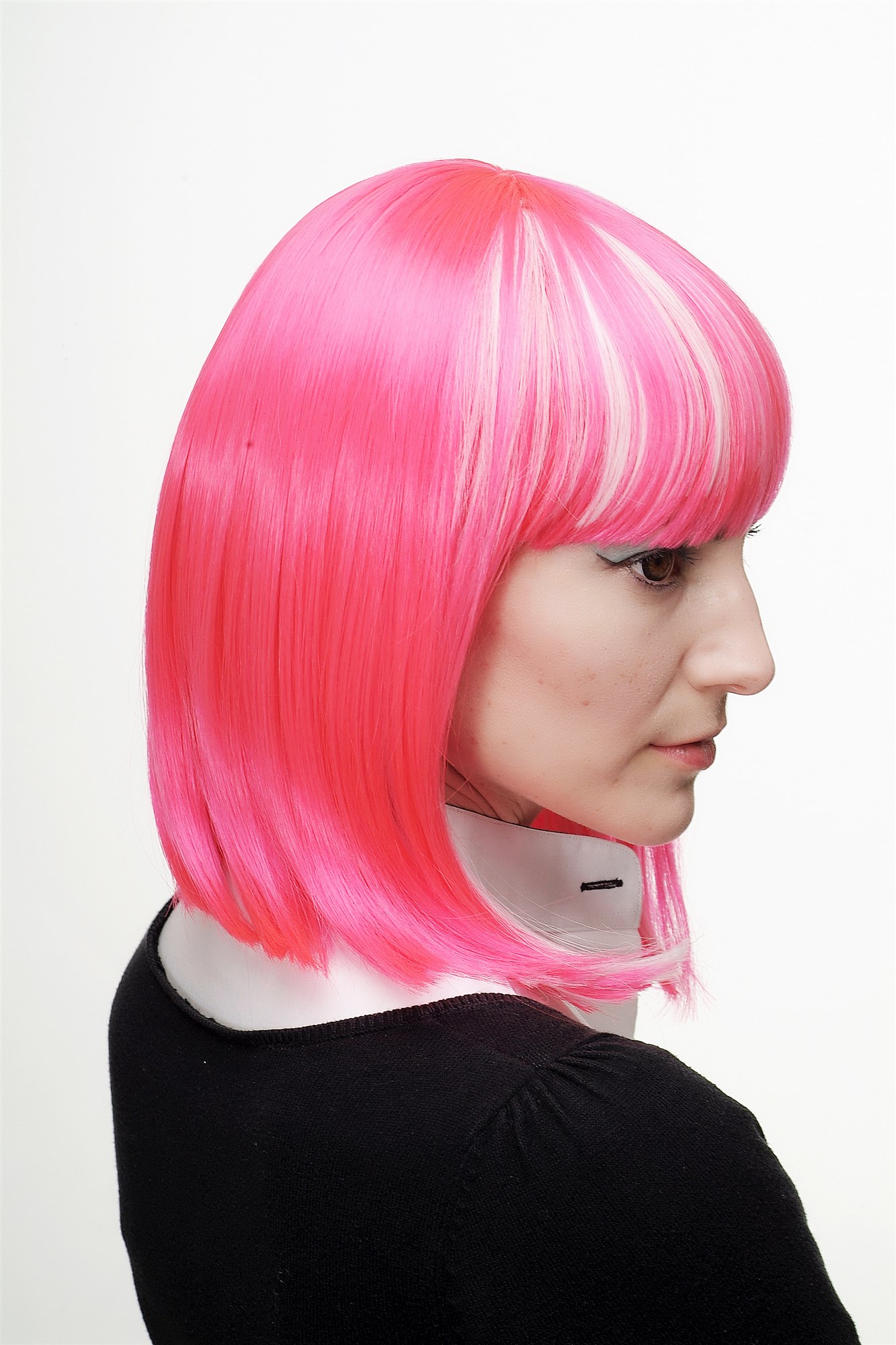 hochwertige Qualitätsperücken, Perücke Cosplay Page Pink Weiß H7862-TT-2315-1001, Ansicht 2, WIG ME UP: Ihr Perücken Online Shop glatte Tressen-Perücke mit Kopfhaut-Imitat Pink-Weißblond-Mix schulterlange Haare für Damen