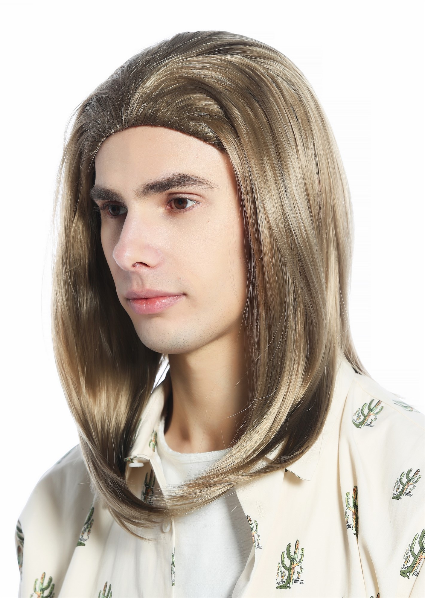 günstige Party Perücke, Perücke blond glatt lang halblang Gigolo Schönling CW-047-KII12, Ansicht 3, WIG ME UP: Ihr Perücken Online Shop glatte Party Perücke Helles beigegoldblond schulterlange Haare Unisex